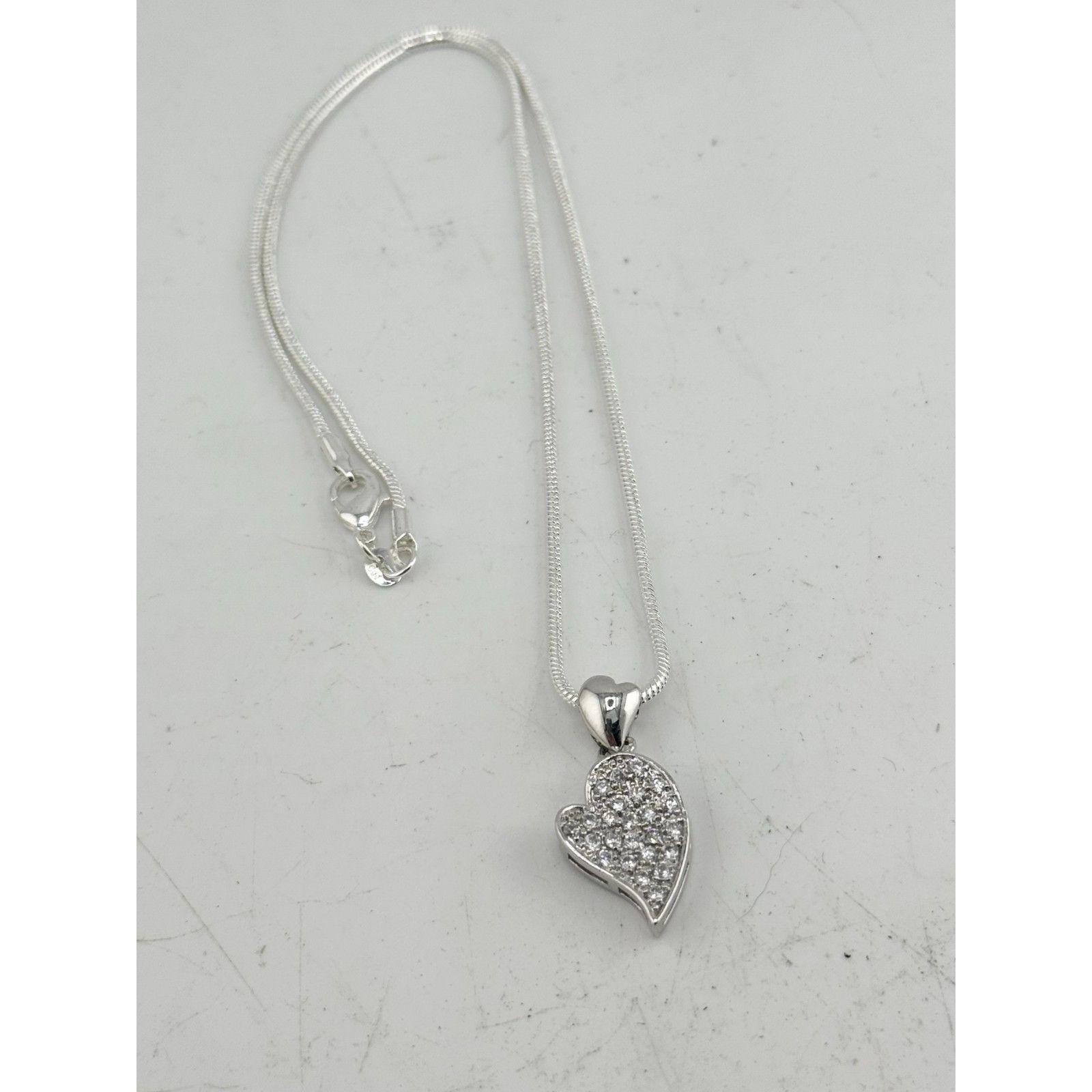 Vintage Vintage 925 sterling silver CZ stone heart necklace Size ONE SIZE - 2 Thumbnail