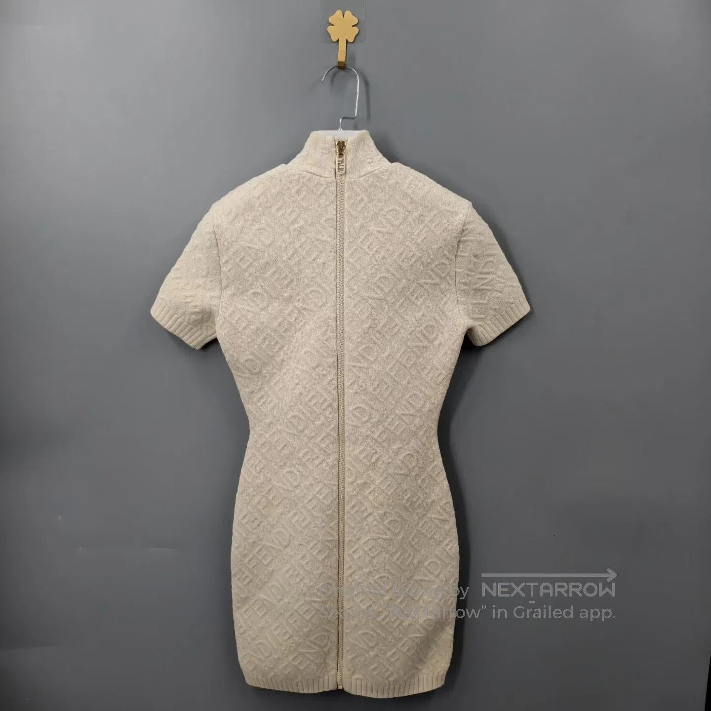 Fendi FENDI Off-White All-Over Embossed Logo Dress| Size XS / US 0-2 / IT 36-38 - 2 Thumbnail