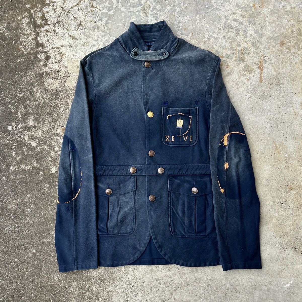 Pre-owned Kapital X Kapital Kountry Kap Navy Blazer Cardigan French Chore Coat Sweat Jacket In Dark Indigo