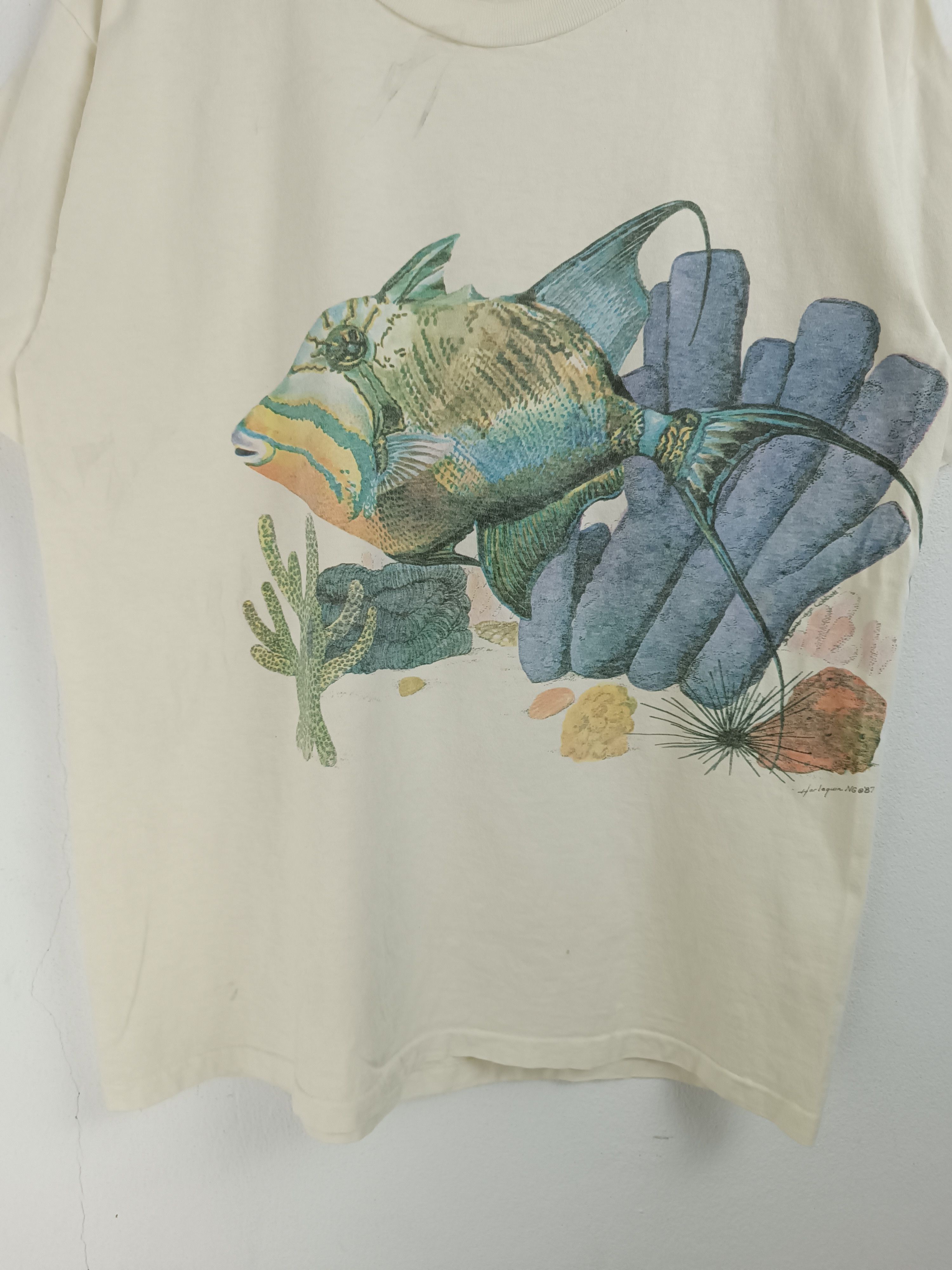 Vintage VINTAGE 80'S HARLEQUIN NG' 87 ART FISH SEA NEMO VERY RARE Size US L / EU 52-54 / 3 - 7 Thumbnail