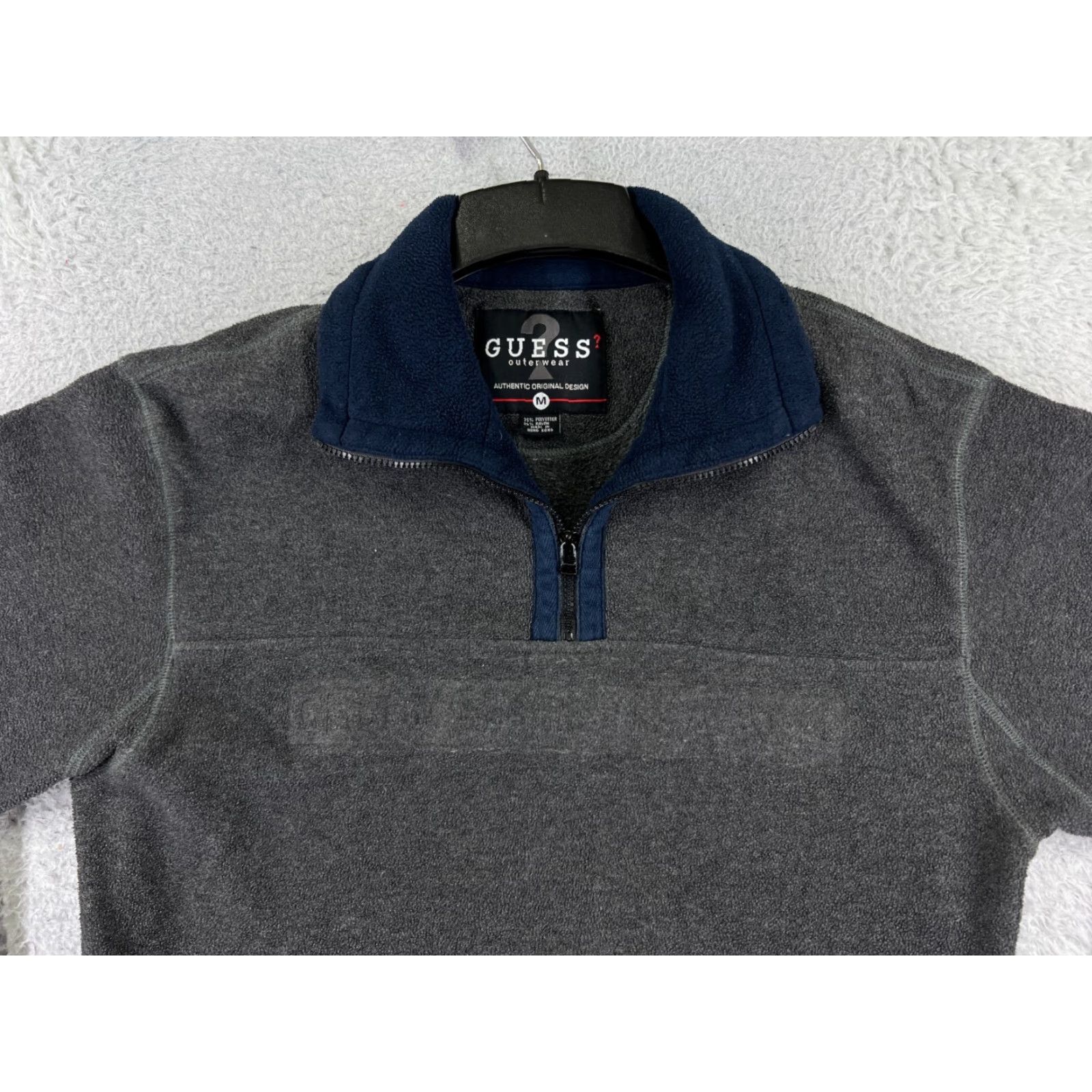 Guess VINTAGE GUESS Sweater Mens M Long Sleeve 1/4 Zip Gray Polyester Fleece Embroidered Logo 90s American Designer Mens Size US M / EU 48-50 / 2 - 7 Thumbnail