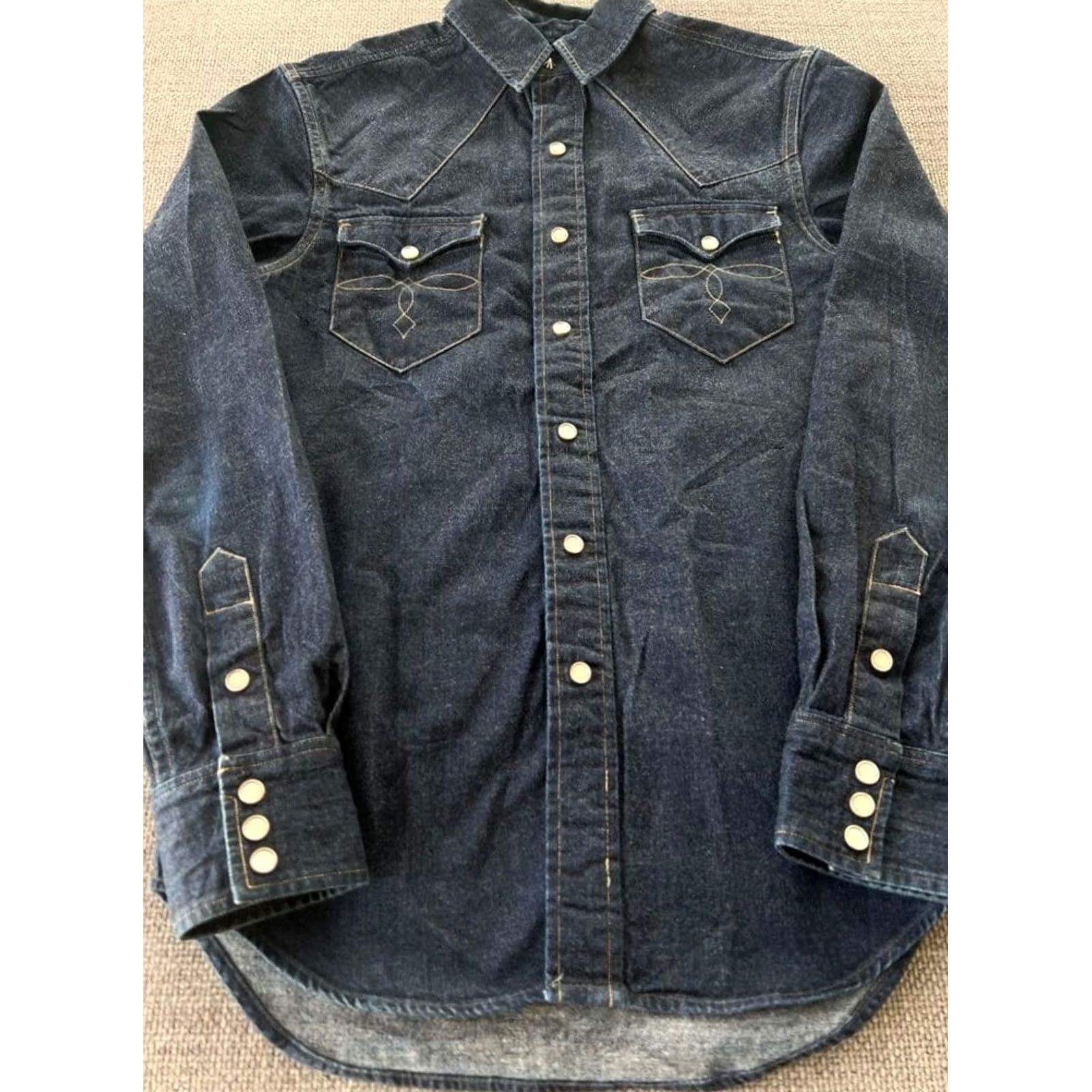Ralph Lauren RRL RALPH LAUREN Shirt Men's XS Indigo Denim Western Solid Casual USED Size US XS / EU 42 / 0 - 2 Thumbnail