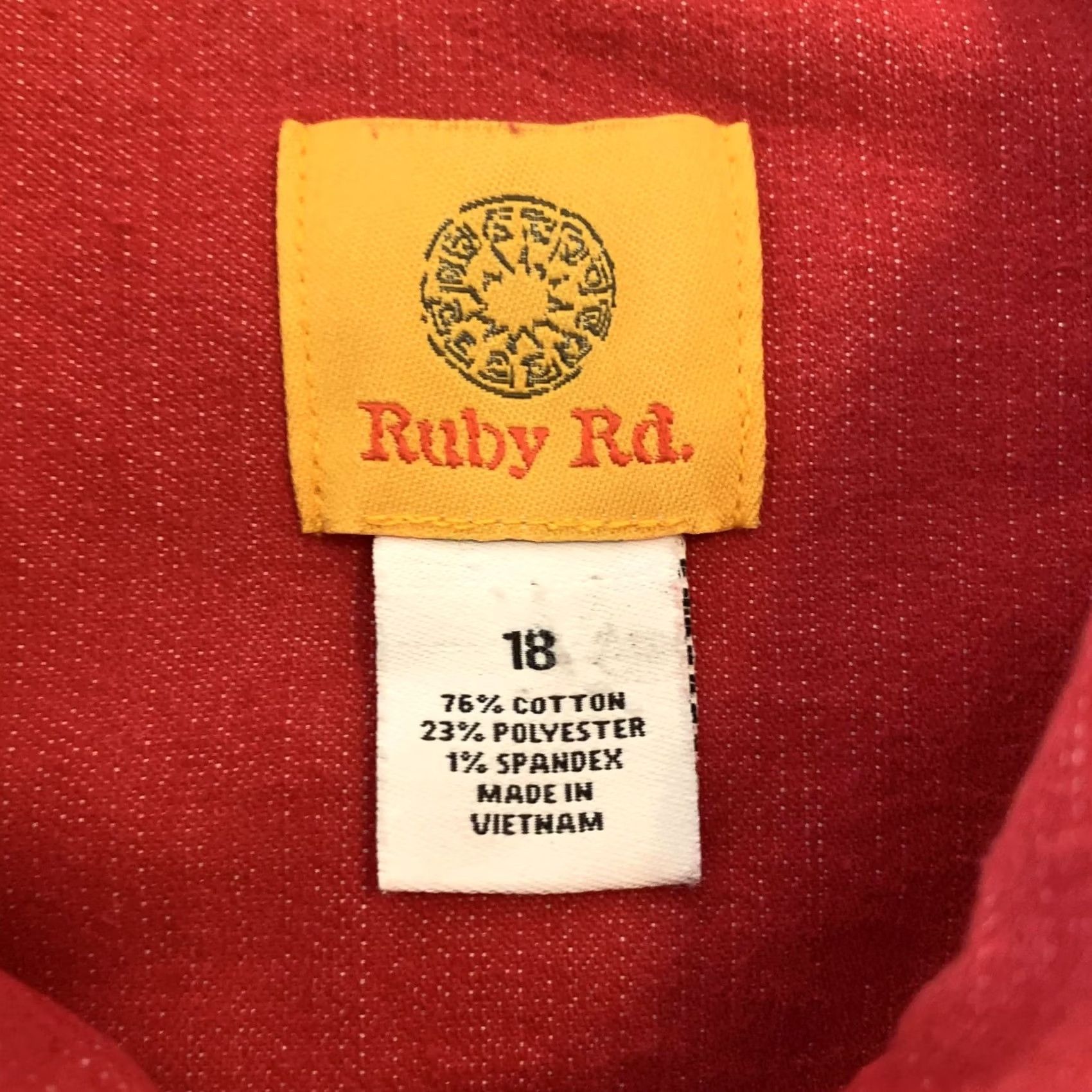 Vintage Ruby Rd Jacket Womens 18 Red Pleated Hem Stretch Button Front Beaded Boho Chic Size XXL / US 16-18 / IT 52-54 - 2 Thumbnail