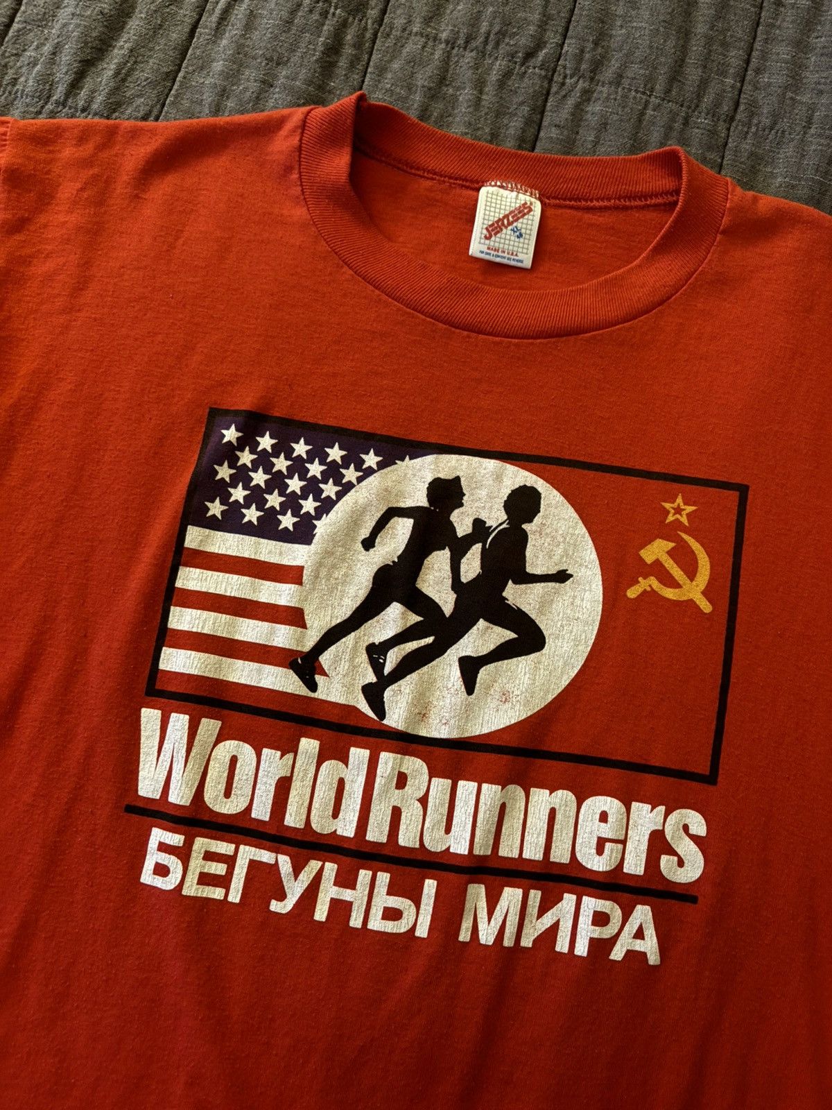 image of Crazy Vintage Usa Russia 1989 Tee Shirt in Red, Men's (Size XL)