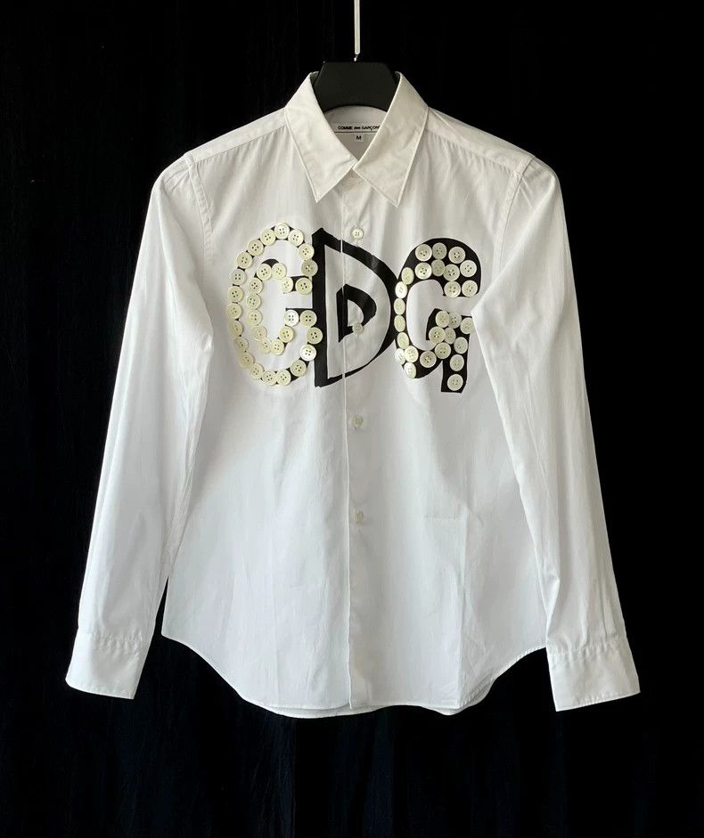 Comme des Garcons CDG Button Decorative Logo White Shirt Size US M / EU 48-50 / 2 - 1 Thumbnail