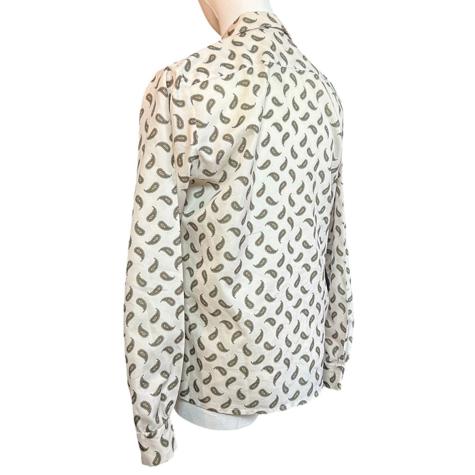Handmade VTG 90s White Green Paisley Top Cloth Button Whimsigoth Boho Size M / US 6-8 / IT 42-44 - 13 Thumbnail