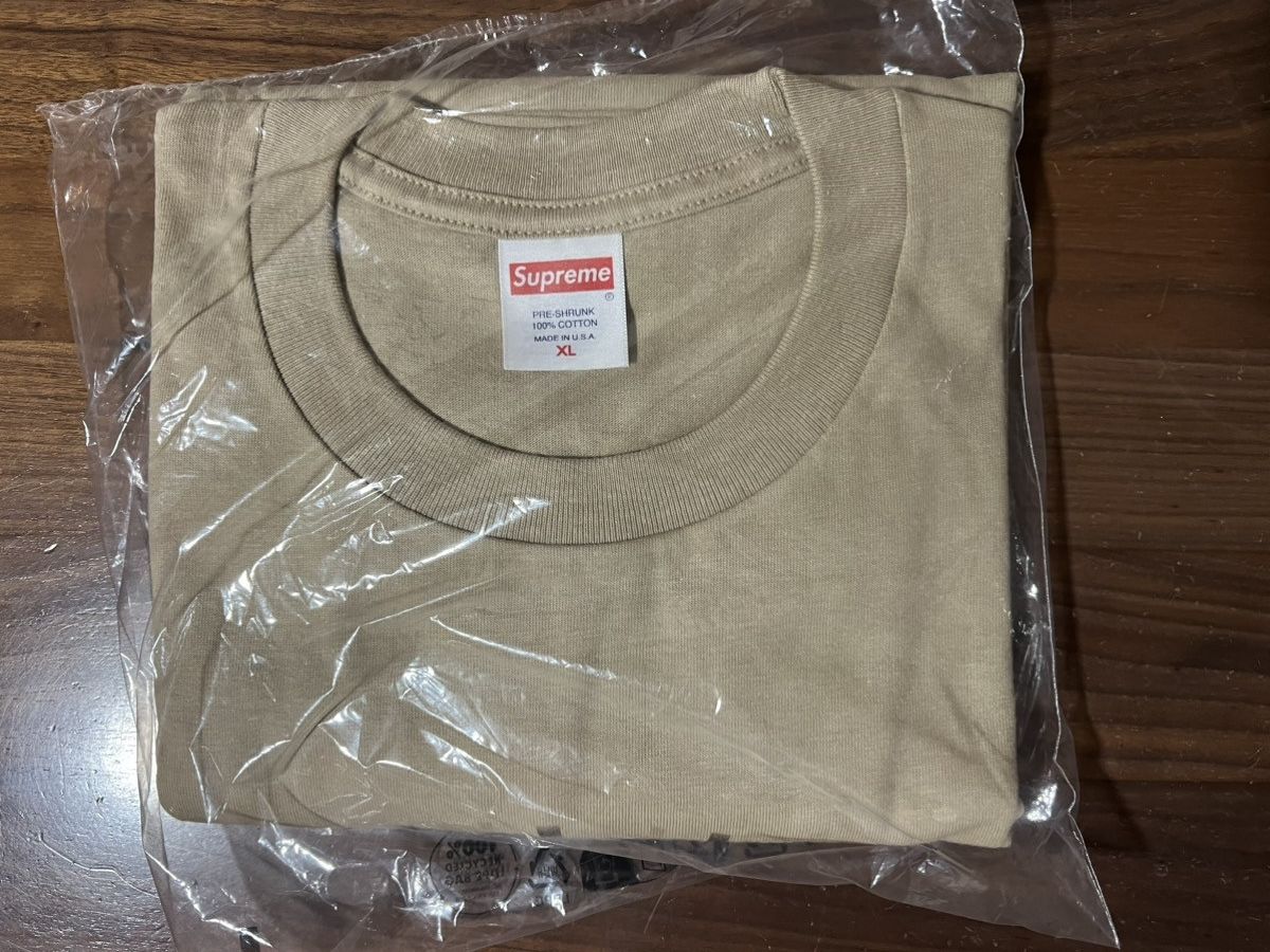 image of Supreme Shadow Logo Tee Short Sleeve Khaki T-Shirt Ss24 Xl, Men's