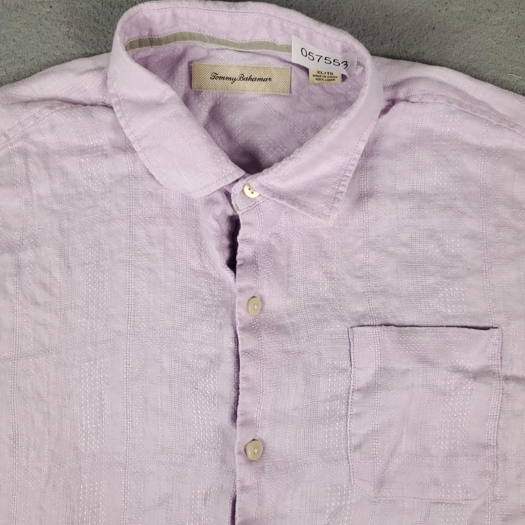 Tommy Bahama Tommy Bahama Shirt Mens XL Purple Linen Hawaiian Button Up Short Sleeve Size US XL / EU 56 / 4 - 2 Thumbnail