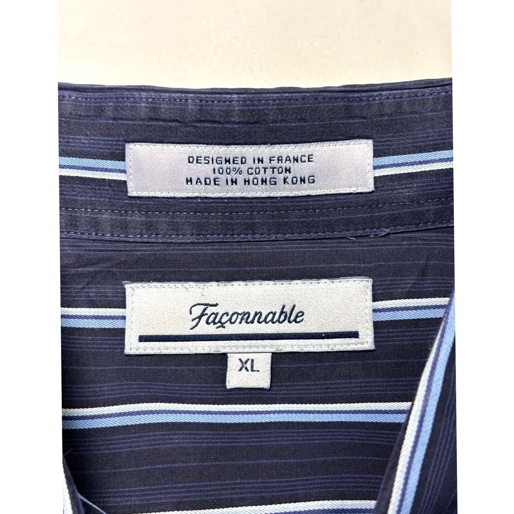 Faconnable VINTAGE Faconnable Shirt Mens XL Blue White Stripe Button-Down Casual Workwear Business Long Sleeve Cotton Button-Up Boys? Size US XL / EU 56 / 4 - 4 Thumbnail