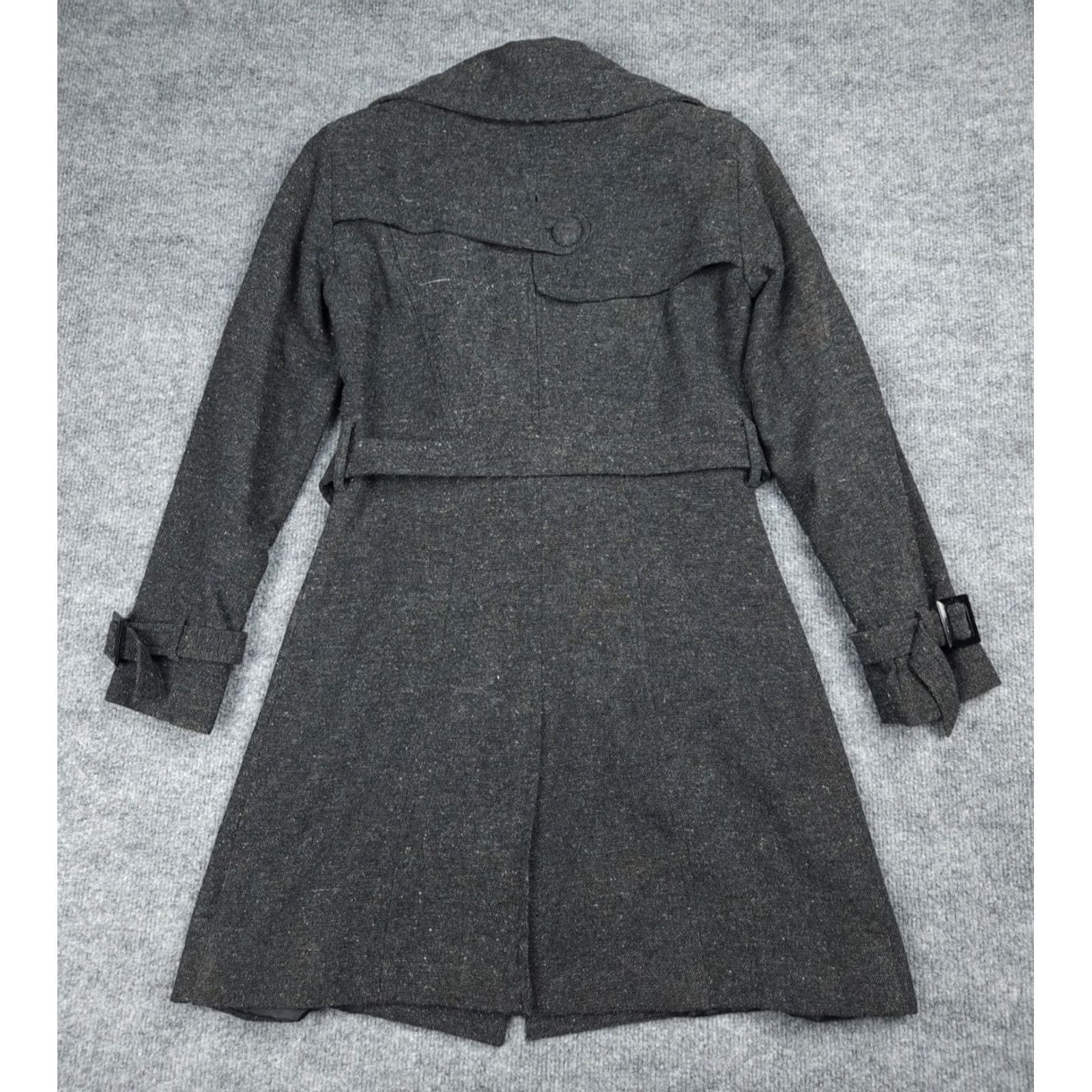 Max Mara VINTAGE? No — Max Mara Wool Trench Coat Women Medium Gray Tweed Belted Italy Mid Length Size M / US 6-8 / IT 42-44 - 4 Thumbnail
