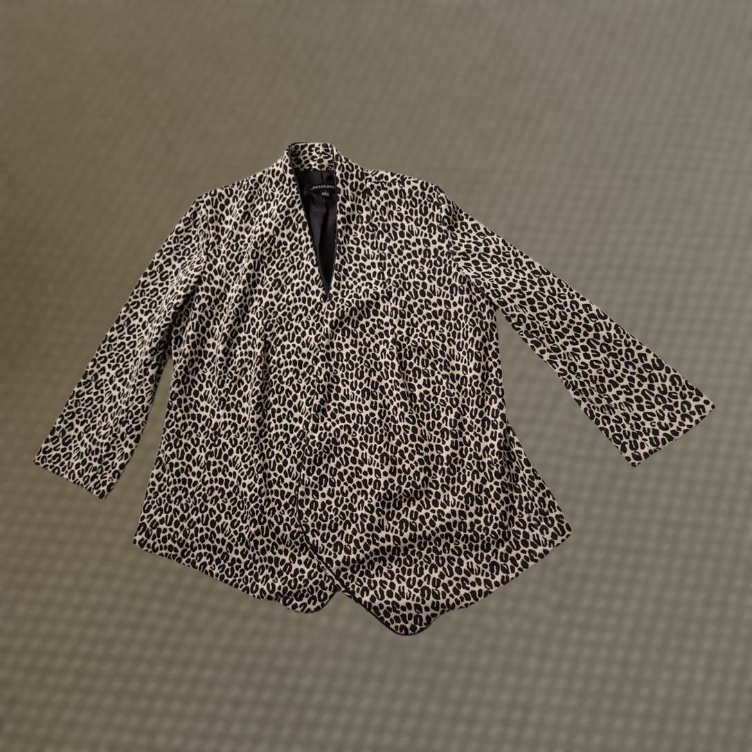 Vintage Notations Womens S Blazer Jacket Animal Print Open Front Long Sleeve Size S / US 4 / IT 40 - 1 Thumbnail
