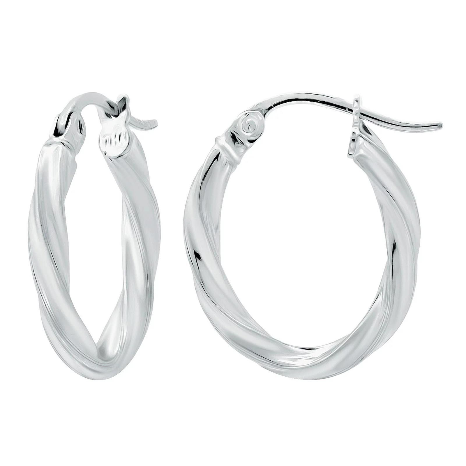 Giani Bernini Giani Bernini Sterling Silver Oval Twist Hoop Earrings 15mm Size ONE SIZE - 1 Thumbnail