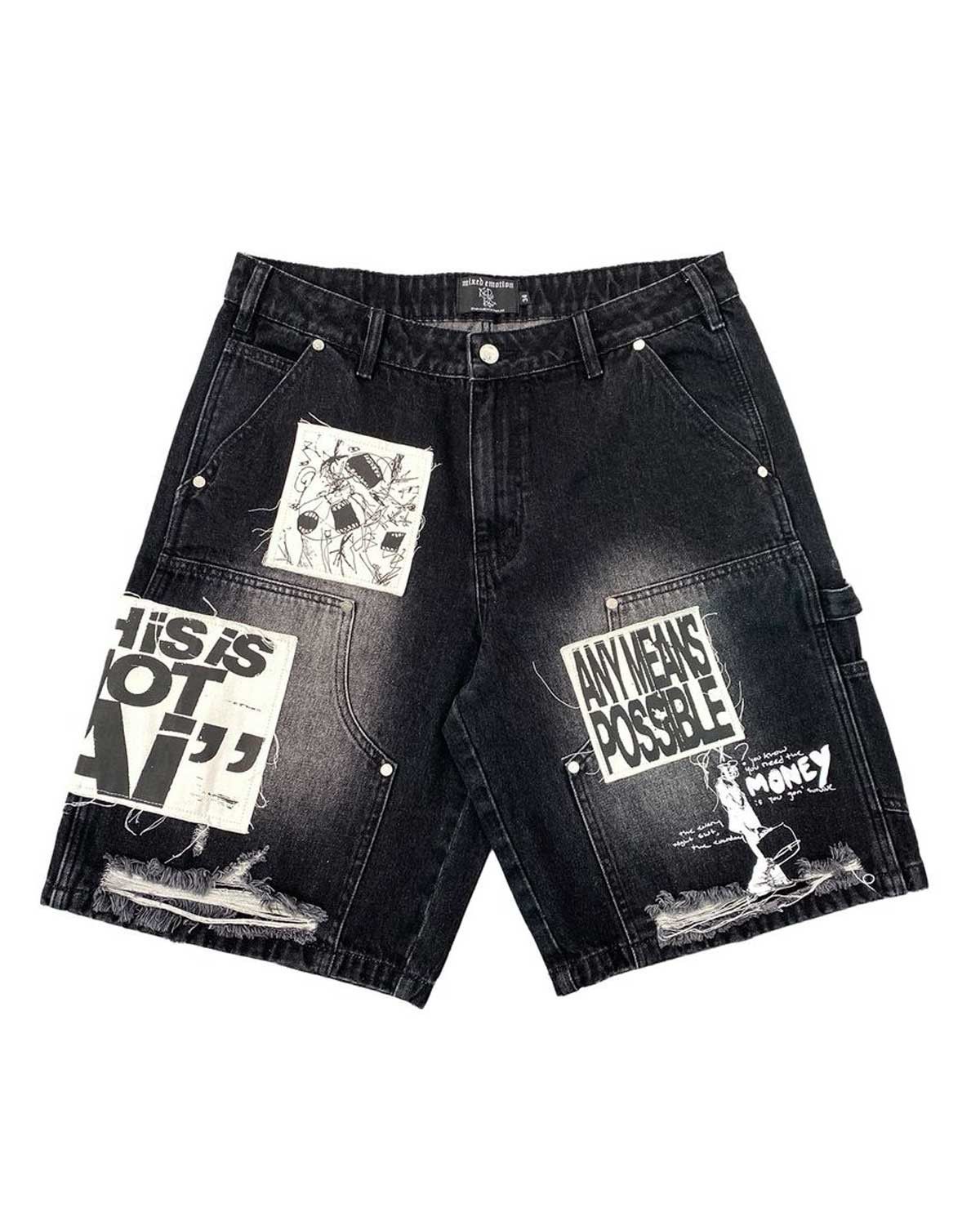 Other Mixed Emotions AI Denim Shorts Black Size US 36 / EU 52 - 1 Thumbnail