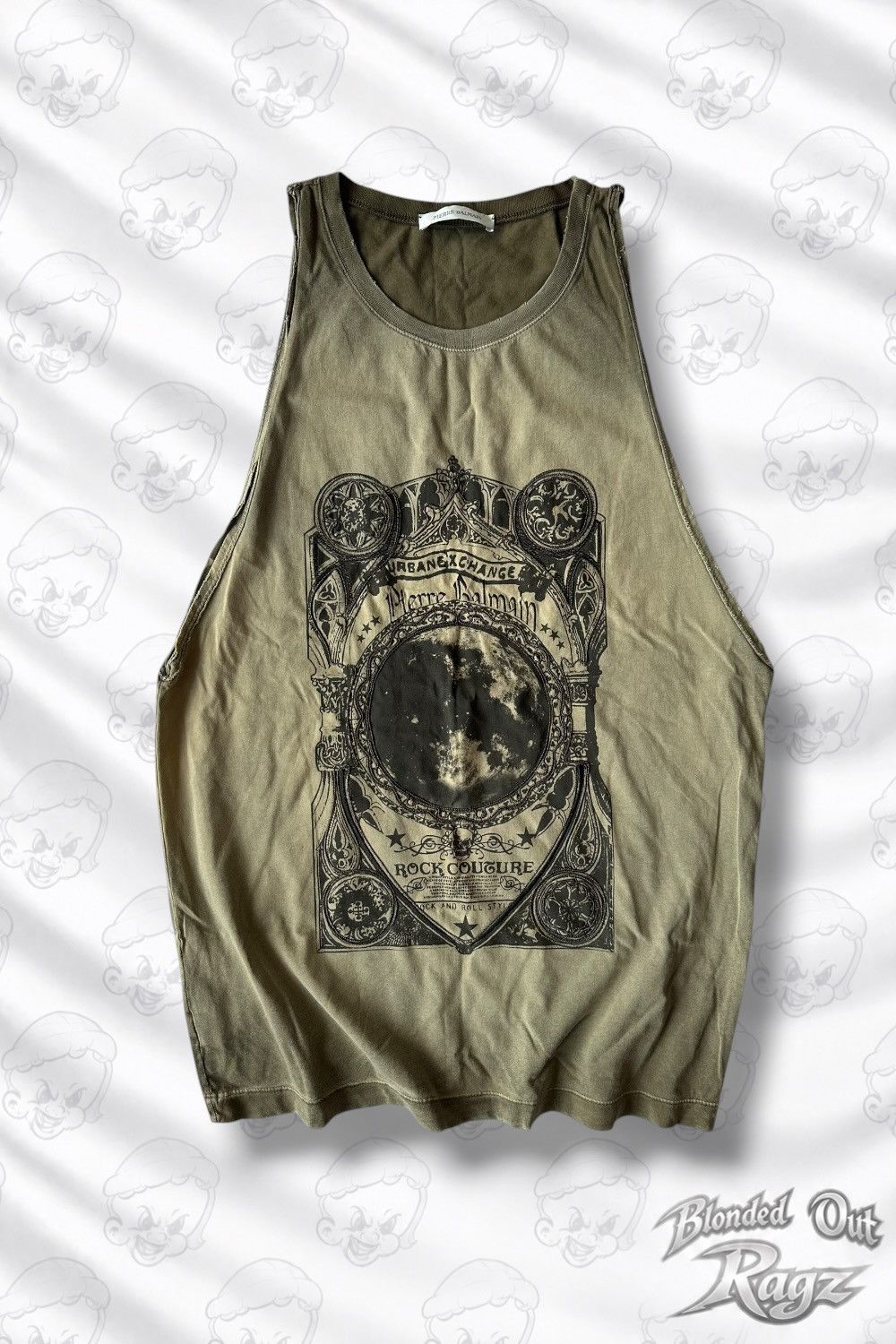 Pierre Balmain Pierre Balmain Washed Khaki Sleeveless Tank Top Avant Garde Size US M / EU 48-50 / 2 - 1 Thumbnail