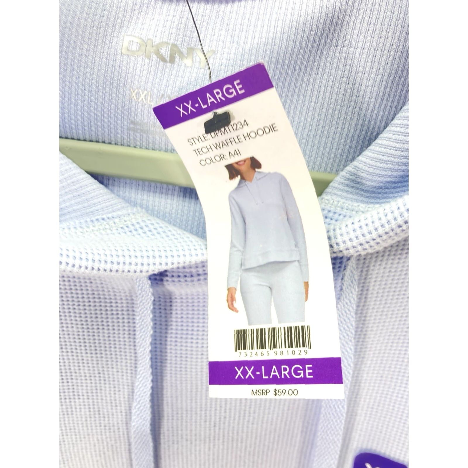 DKNY VINTAGE DKNY Waffle Hoodie Sweatshirt Women 2XL Blue Pullover Long Sleeve NWT Size XXL / US 16-18 / IT 52-54 - 5 Thumbnail
