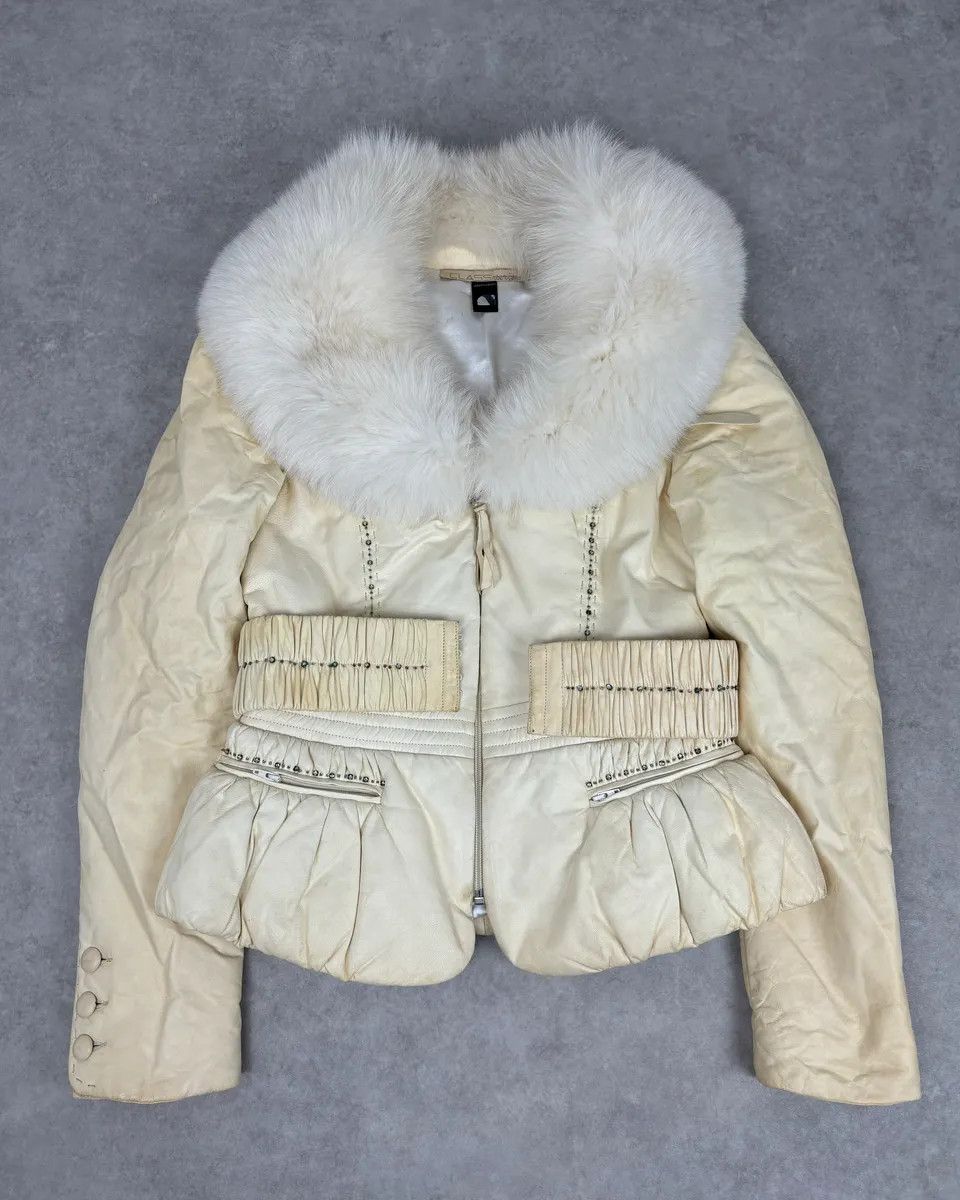 Roberto Cavalli Roberto Cavalli Cream Fur Collar Leather Jacket Size S / US 4 / IT 40 - 6 Thumbnail