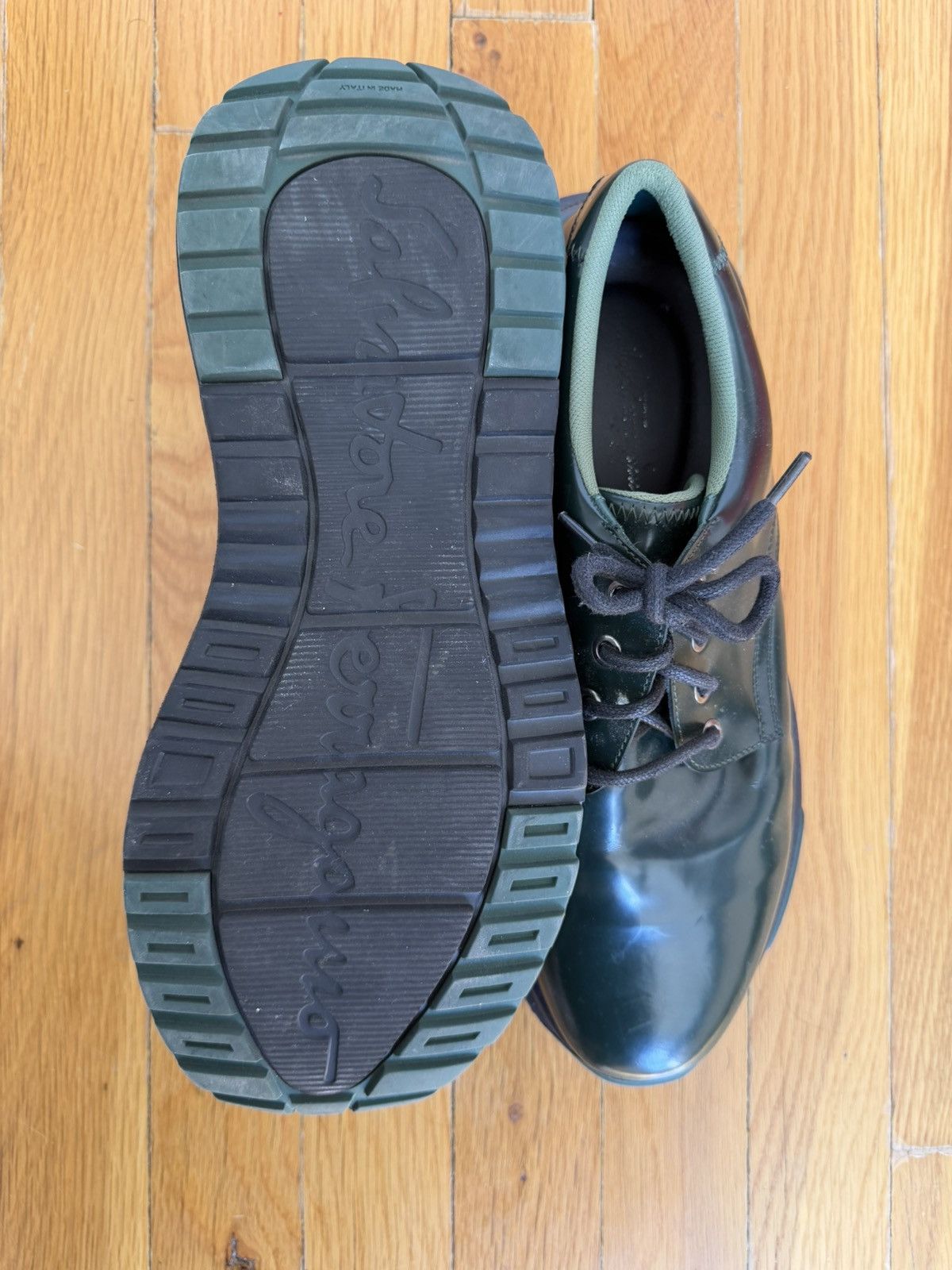 Salvatore Ferragamo Green Leather Derby Ferragamo Shoes Size US 9.5 / EU 42-43 - 4 Thumbnail