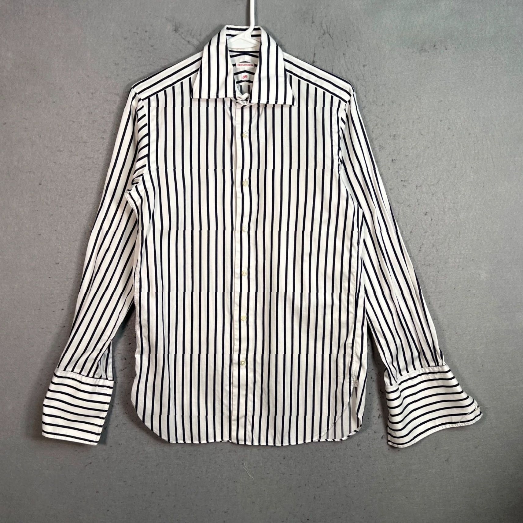 Vintage Dressterior Womens Button-Up Shirt Striped Cotton White & Blue Casual Slim 38 Adult Regular Long Sleeve Collared Shirt Womens Size XS / US 0-2 / IT 36-38 - 2 Thumbnail
