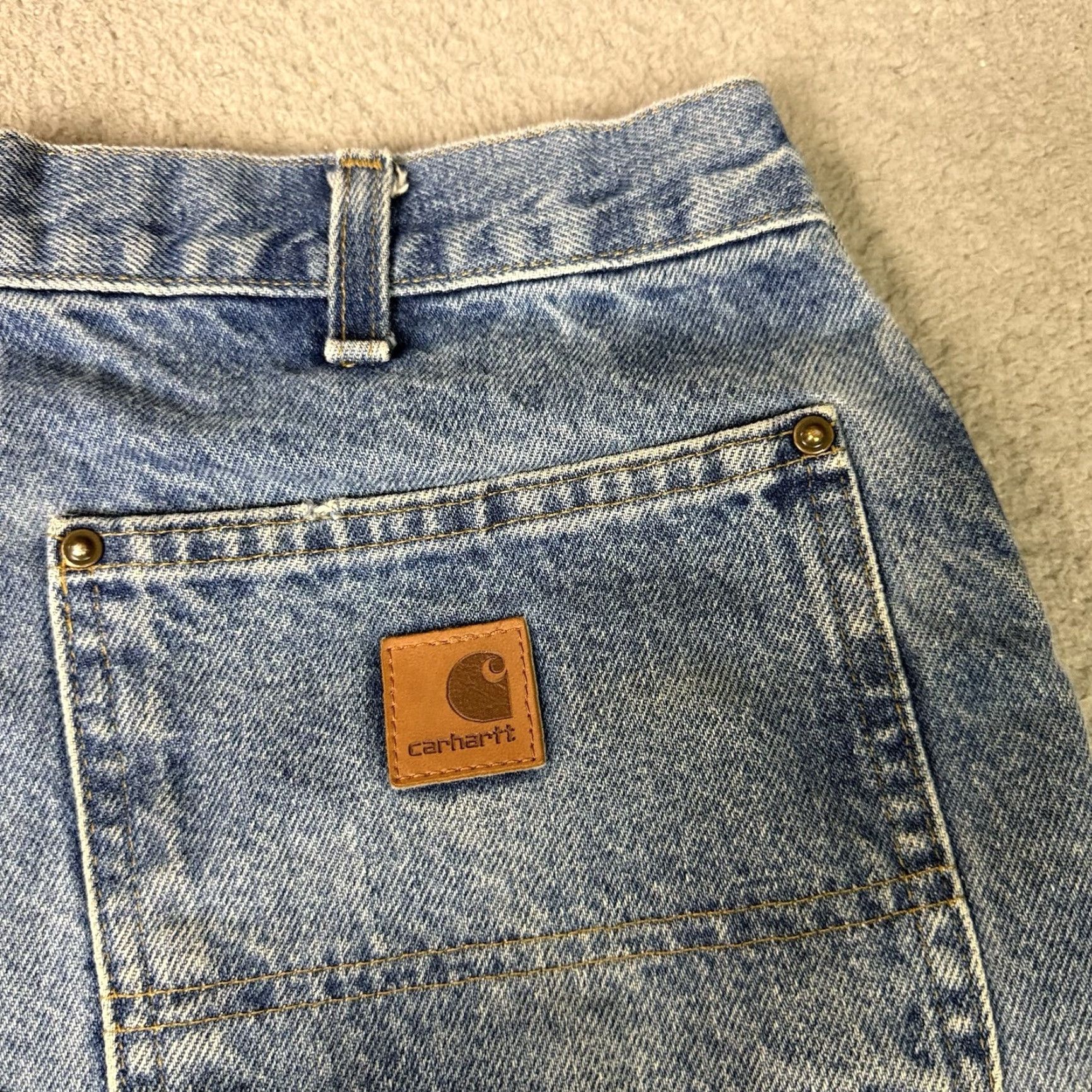 Carhartt Carhartt Jeans Mens 36x30 Blue Denim DST B13 Dungaree Workwear Distressed 5-Pocket Logo Mid Rise Relaxed Straight Size US 36 / EU 52 - 7 Thumbnail