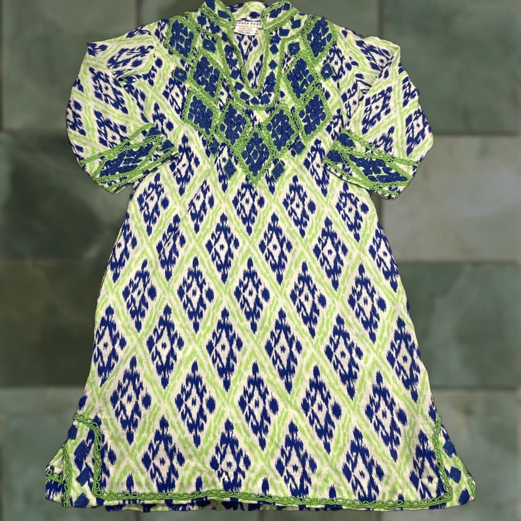 Vintage Gretchen Scott Ikat Dori Dress Embroidered Knee Length Womens XS Green/Blue - Flawless? (But must not introduce new info) Size XS / US 0-2 / IT 36-38 - 1 Thumbnail