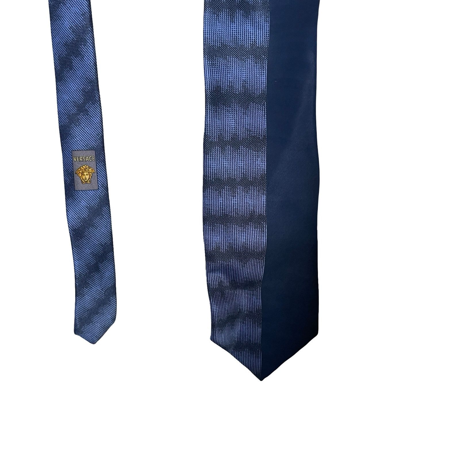 Versace Vintage Ganni Versace Blue Gold 100% silk tie Size ONE SIZE - 4 Thumbnail