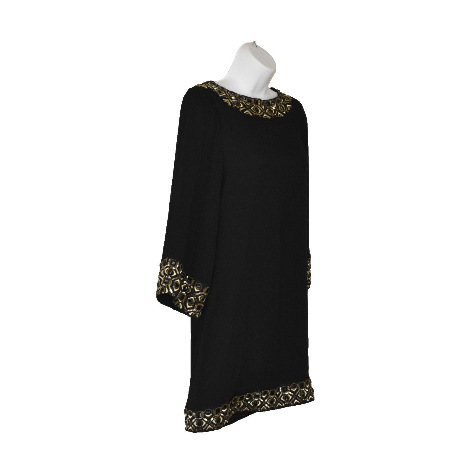 Alice + Olivia LICE + OLIVIA Black Silk Beaded Mini Dress Size XS Size XS / US 0-2 / IT 36-38 - 3 Thumbnail