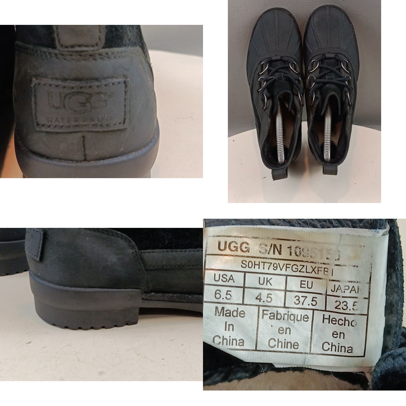 Ugg UGG Duck Boot Women 6.5 Black Leather Shearling Waterproof Lace Up Outdoor Boots Size US 7 / IT 37 - 11 Thumbnail