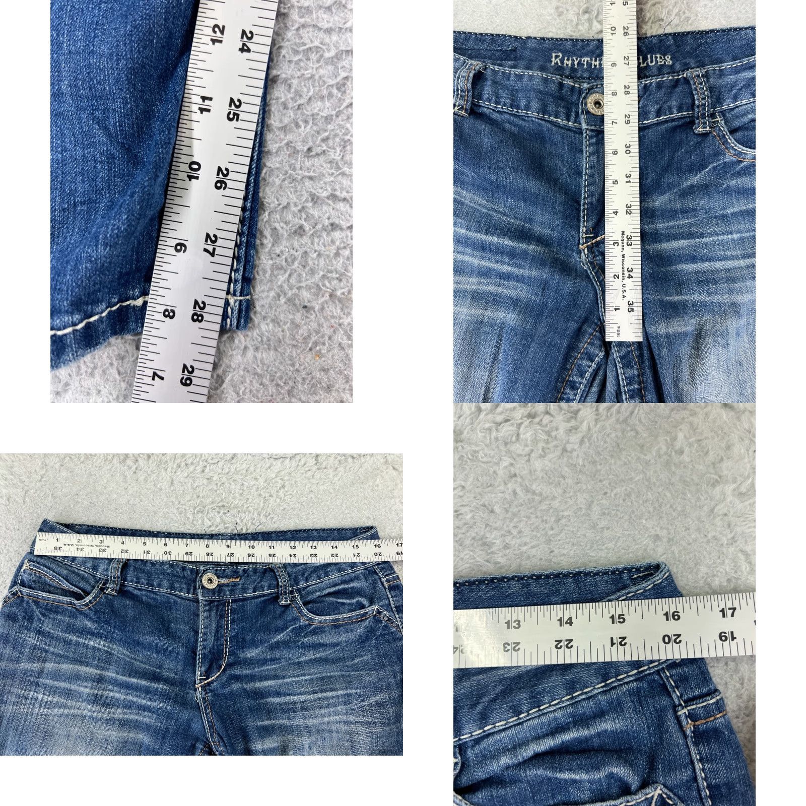 Rhythm Rhythm In Blues Jeans Womens 6 Blue Denim Straight Low Rise Cotton 31x28 Size 28" / US 6 / IT 42 - 8 Thumbnail