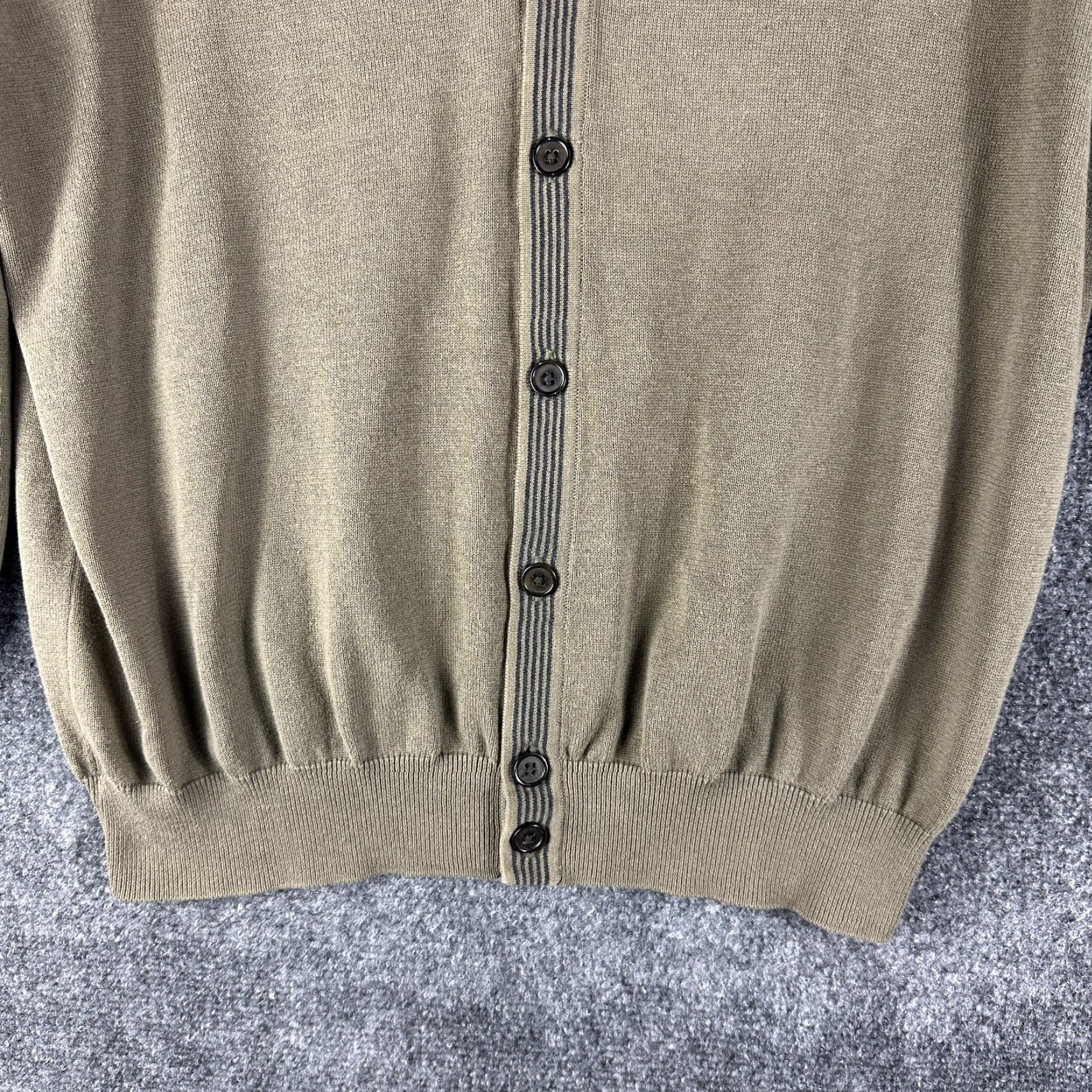Vintage John Bartlett Sweater Cardigan Mens L Green Cotton Button Up Long Sleeve Regular Knit V-Neck Classic Modern Vintage: No Size US L / EU 52-54 / 3 - 2 Thumbnail