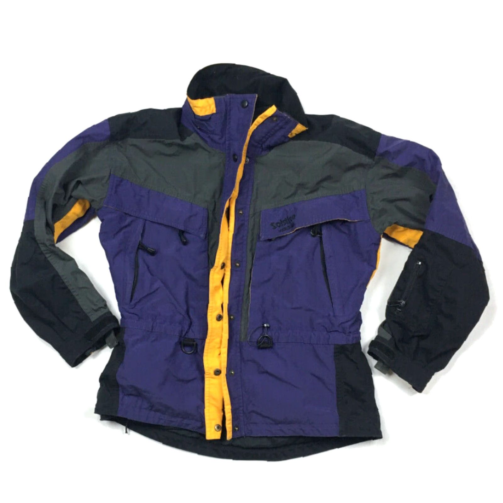 Etro VINTAGE Solstice Microshed Ski Jacket Women's M Purple Yellow Nylon Zip 90s Style Parka Mens? Women? Size M / US 6-8 / IT 42-44 - 2 Thumbnail