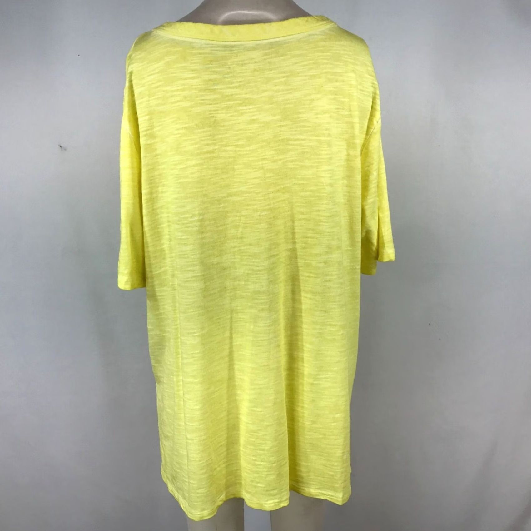 Vintage CHICO'S Women's XL Yellow V Neck Short Sleeve Cotton Blend Top Size XL / US 12-14 / IT 48-50 - 6 Thumbnail