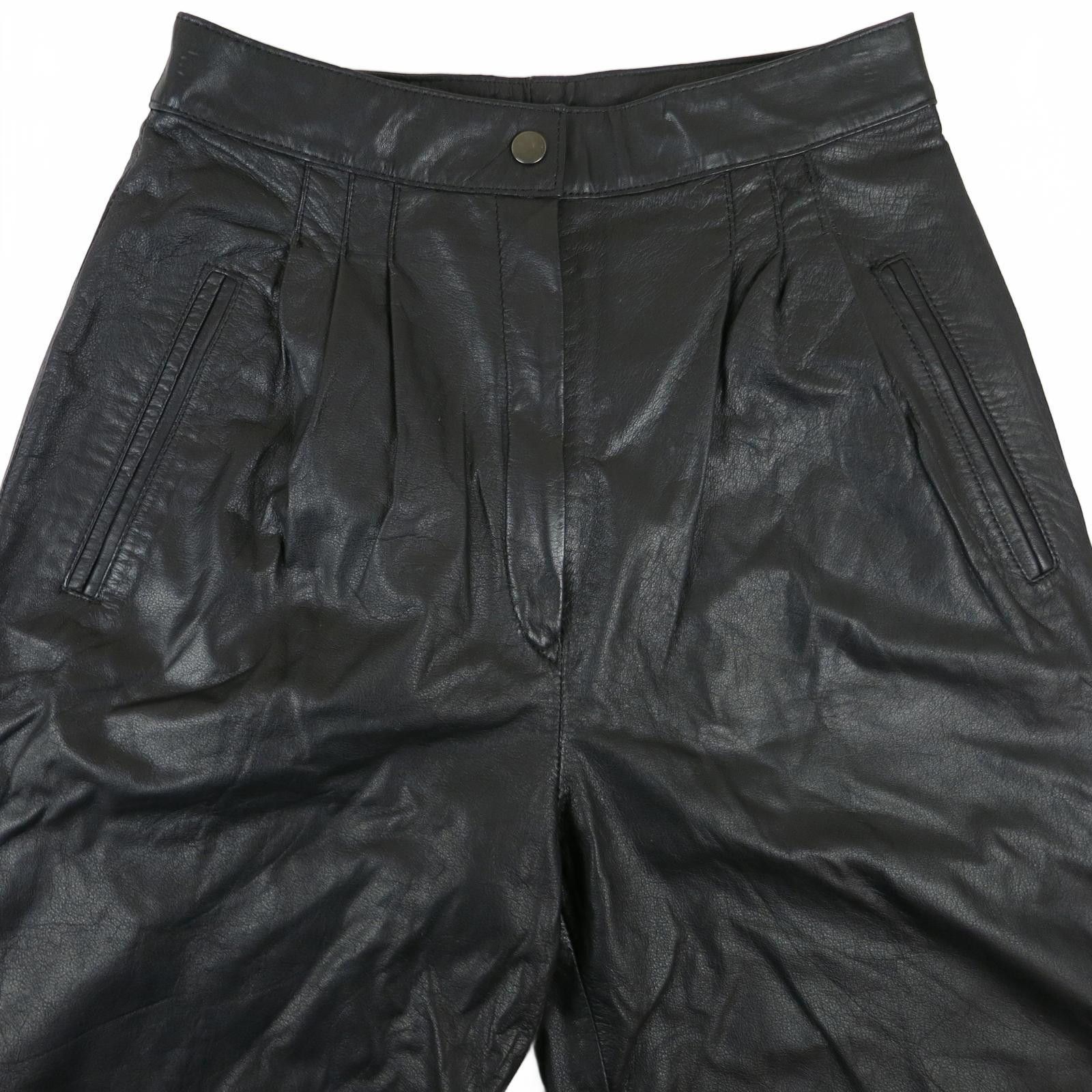 Other Pia Rucci Black Leather High Waisted Pleated Pants Size 6 Size 28" / US 6 / IT 42 - 4 Thumbnail