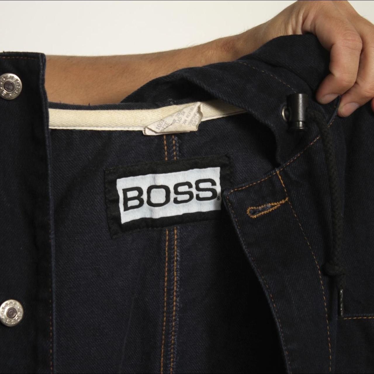 Vintage NAVY BLUE HOODED BUTTON UP DENIM VEST BY BOSS Size US XL / EU 56 / 4 - 5 Thumbnail