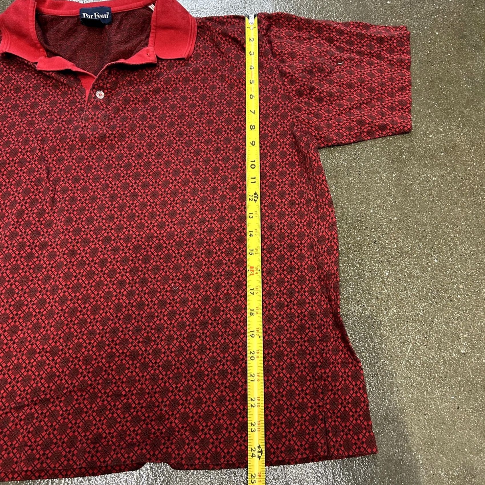 Vintage Par Four Polo Shirt Mens XL Red Geometric Golf Cotton Knit Short Sleeve Size US XL / EU 56 / 4 - 4 Thumbnail