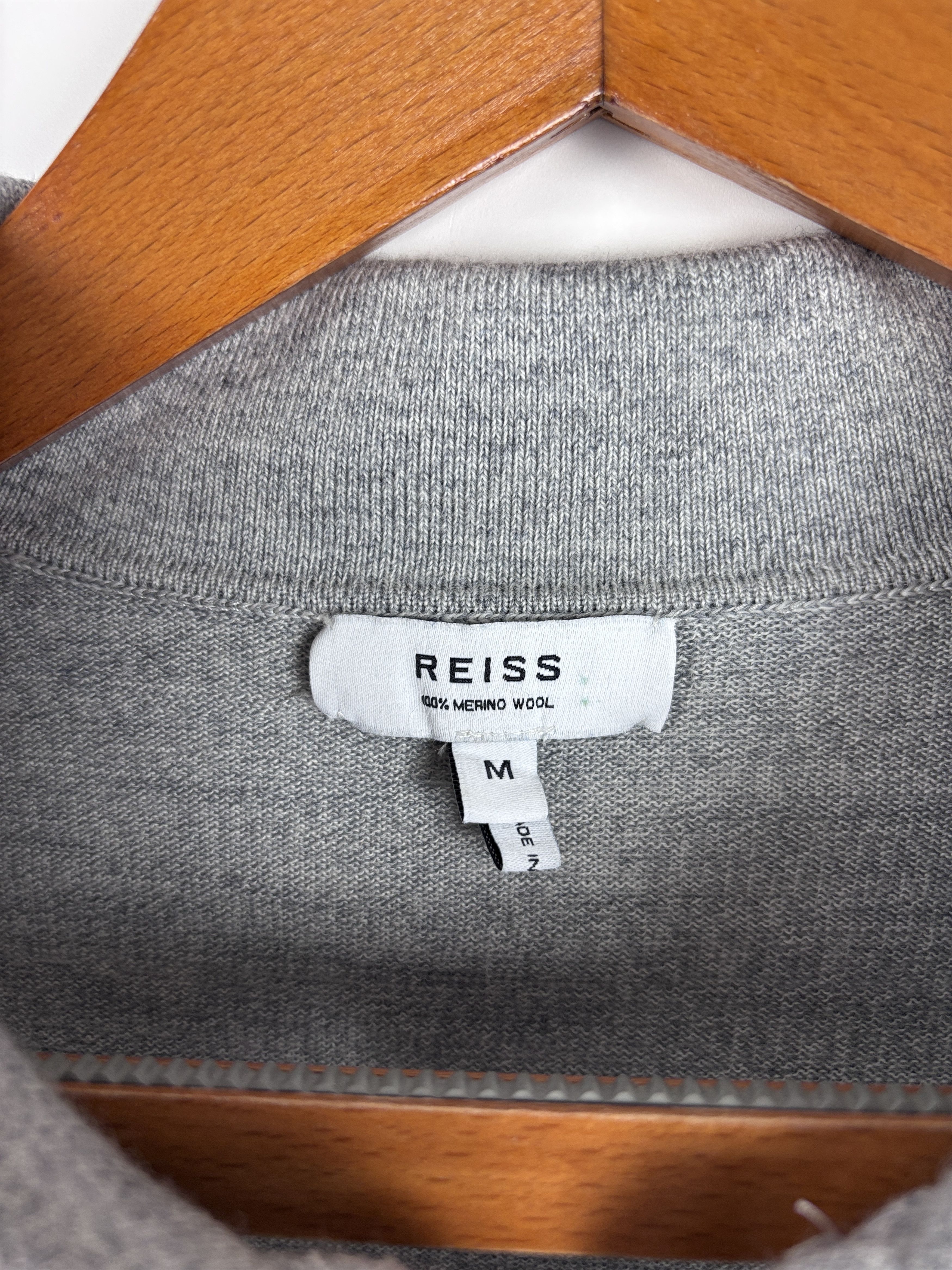 Reiss Mens Reiss Merino Wool 1/4 Zip Sweater Jumper Gray Size M Size US M / EU 48-50 / 2 - 4 Thumbnail