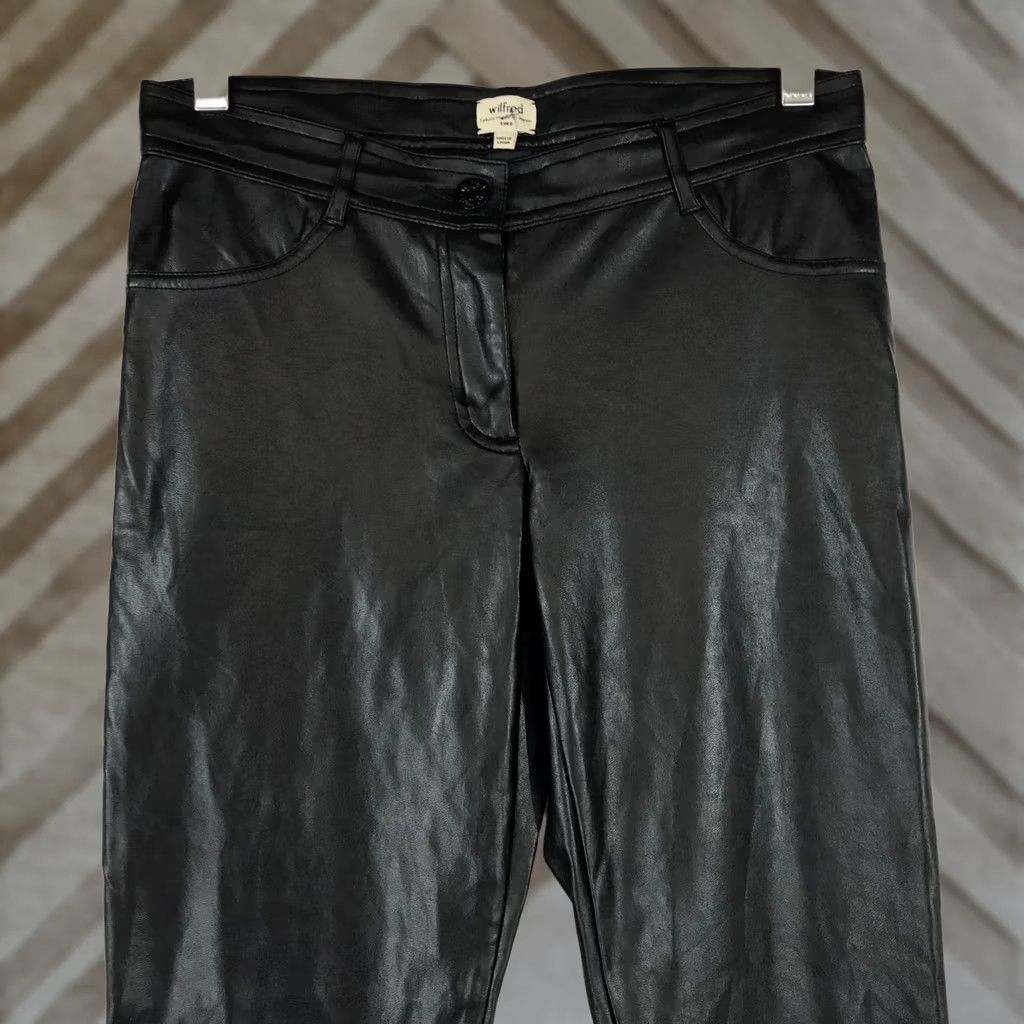 Vintage WILFRED Women's Black Nylon Faux Leather Button Waist Pants 2 Size 26" / US 2 / IT 38 - 1 Thumbnail