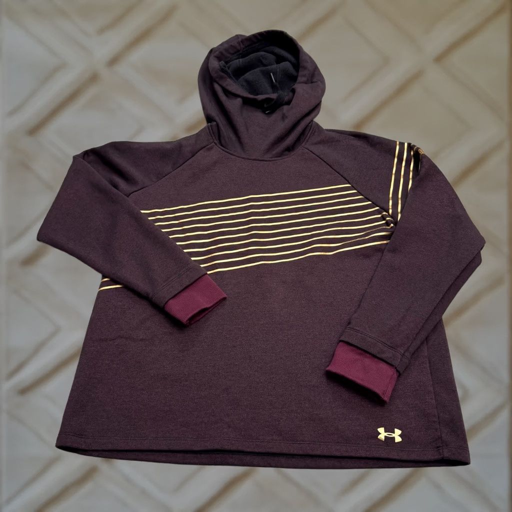 Under Armour Under Armour Threadborne Funnel Neck Hoodie Pullover Womens XL Maroon Red Striped Logo Hooded Sweatshirt Size XL / US 12-14 / IT 48-50 - 1 Thumbnail