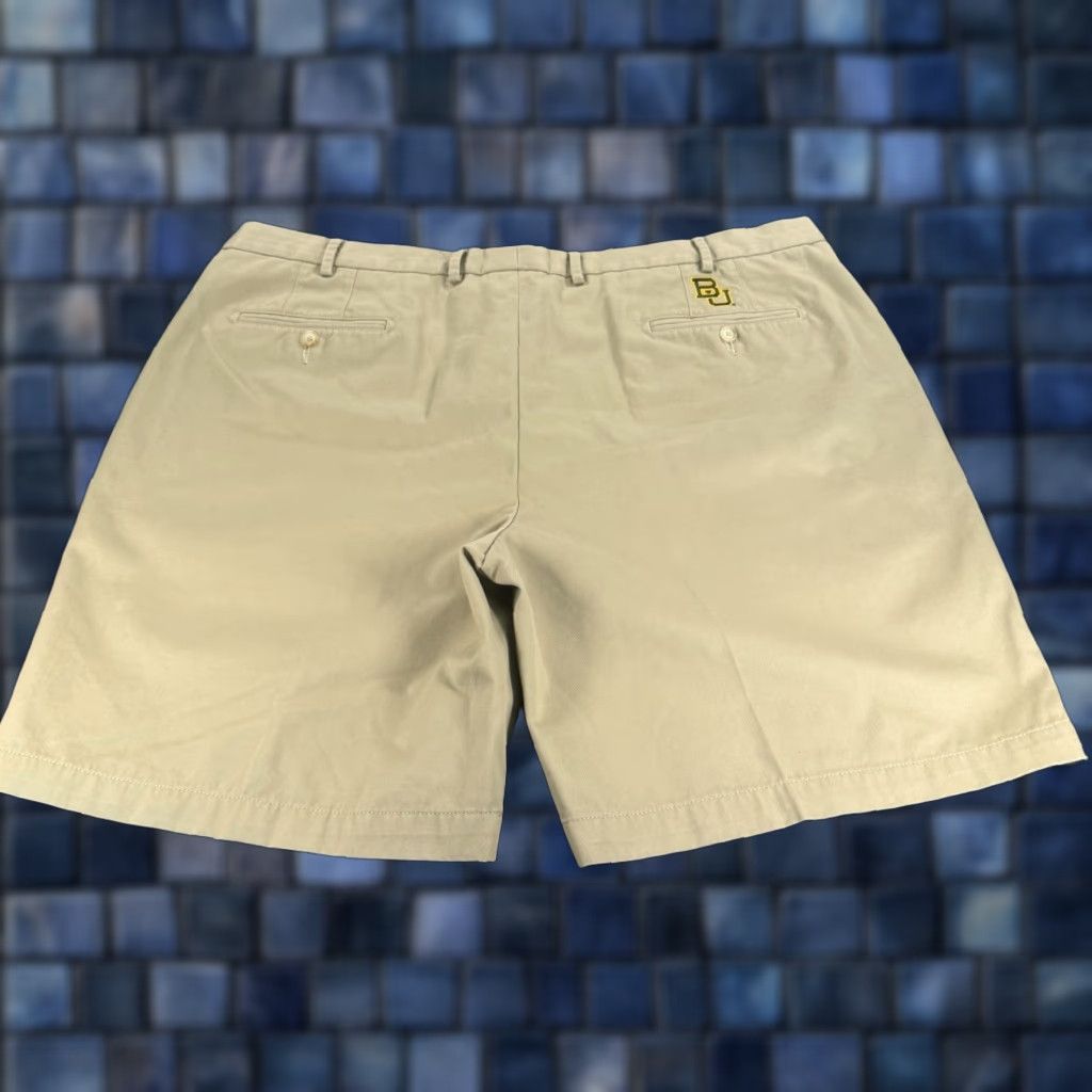 Peter Millar Peter Millar Khaki Chino Shorts Men 42 9" Inseam Beige Cotton Flat Front Dress Golf Baylor Bears Size US 42 / EU 58 - 1 Thumbnail