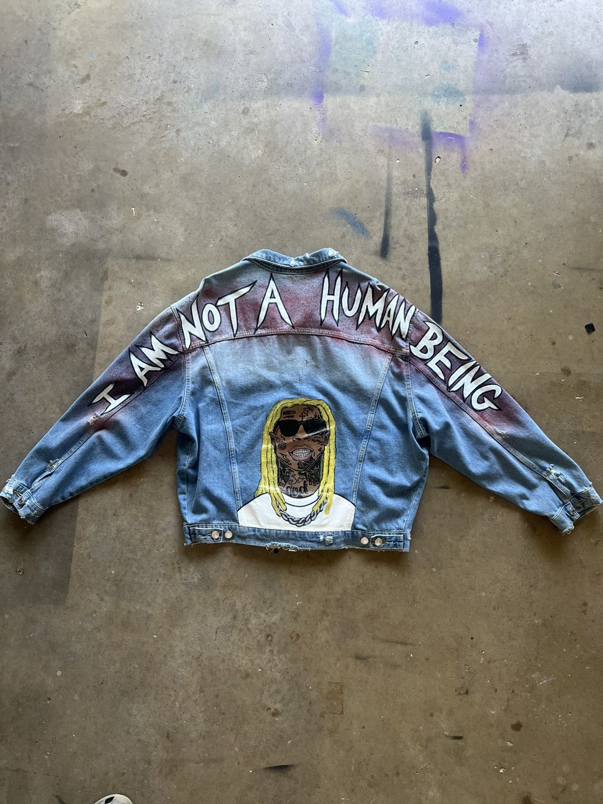 Vintage Lil Wayne Tribute Custom 1-of-1 Denim Jacket Size US XL / EU 56 / 4 - 4 Thumbnail