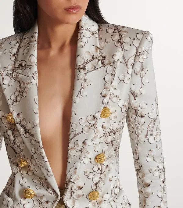 Balmain o1s1wg111025 Redcurrant Print Blazer in Multicolor Size S / US 4 / IT 40 - 5 Thumbnail