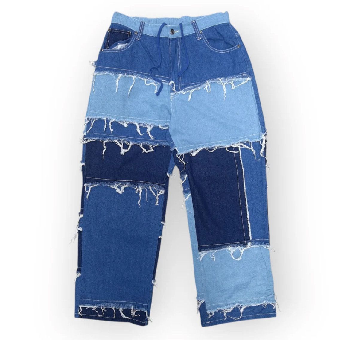 Japanese Brand 2000s Jungle Storm Japanese Patchwork Wide Jeans y2k Lgb Size US 34 / EU 50 - 1 Thumbnail