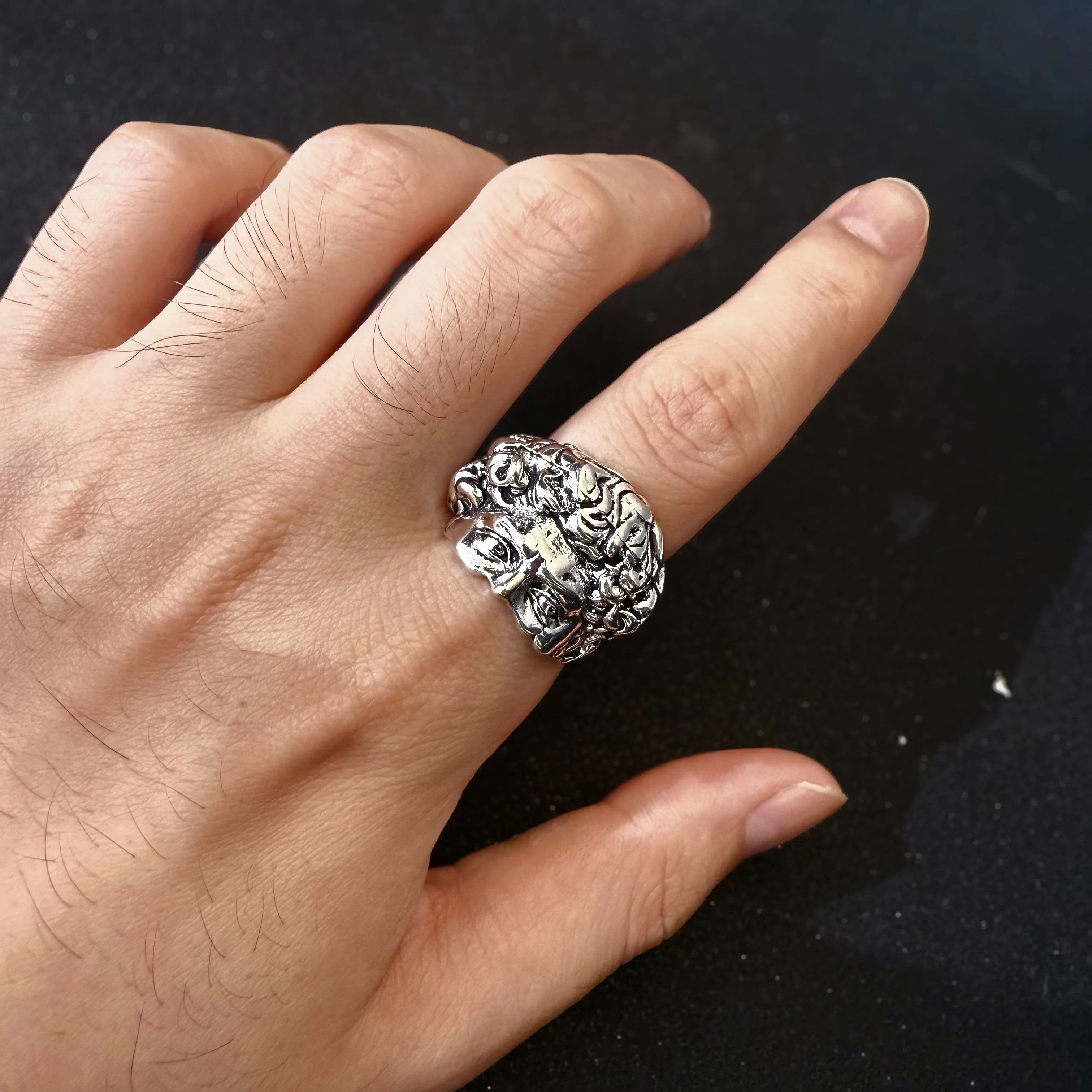 Vintage Retro Half Face David Ring Size ONE SIZE - 3 Thumbnail