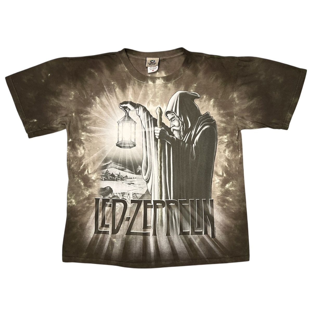 LED ZEPPELIN IV Liquid Blue Tie Dye T-Shirt - Y2K Vintage