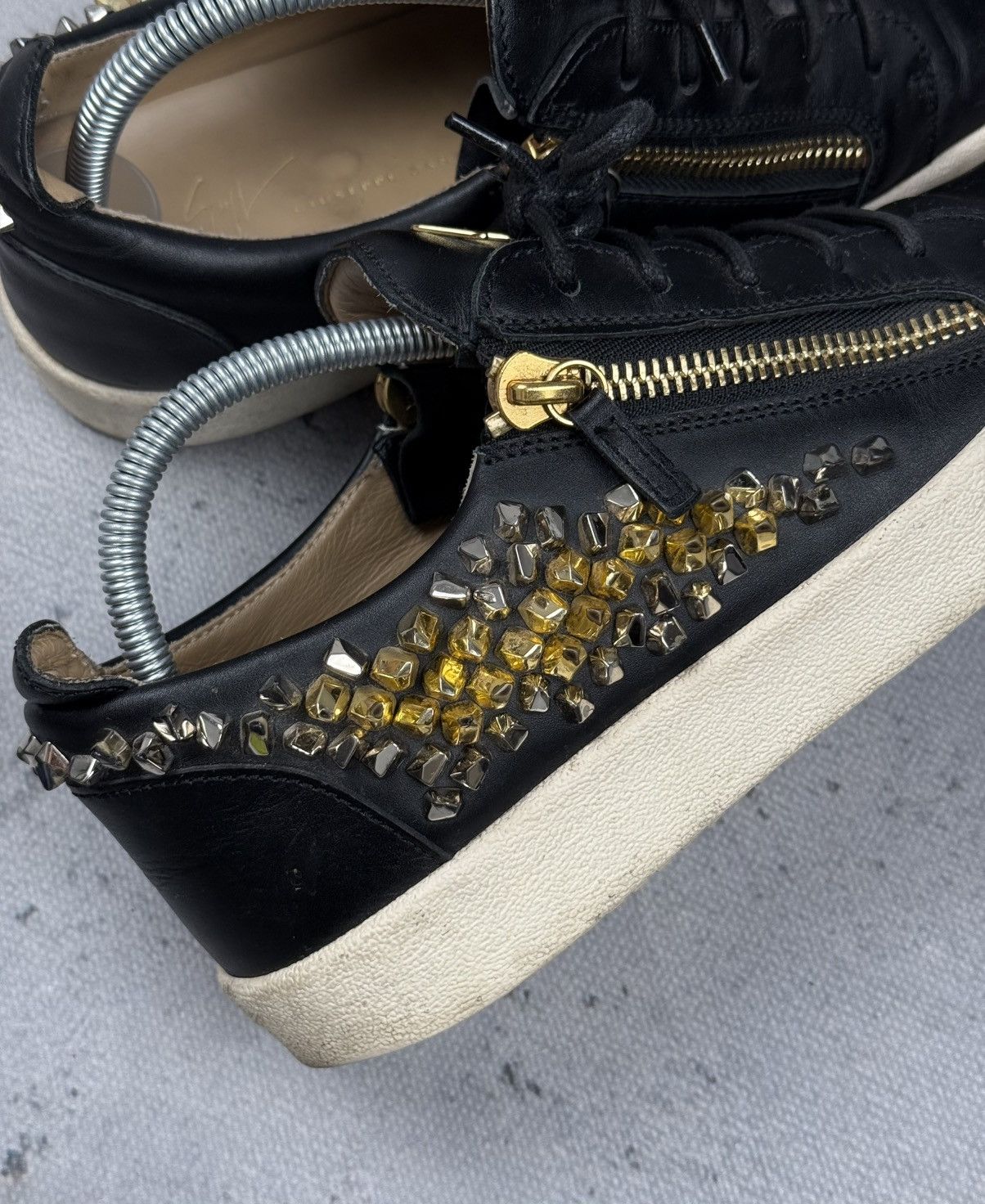 Giuseppe Zanotti Giuseppe Zanotti Frankie Shel Black Leather Studded Sneakers Size US 8 / EU 41 - 12 Thumbnail