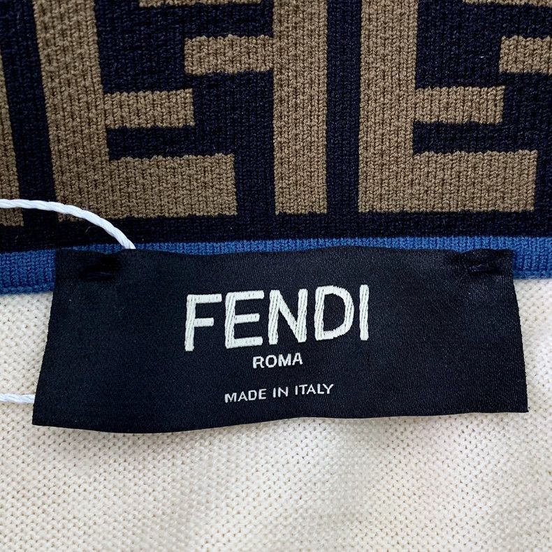 Fendi FENDI Beige Collar Logo Monogram Long Sleeve Knit Top Size US M / EU 48-50 / 2 - 5 Thumbnail