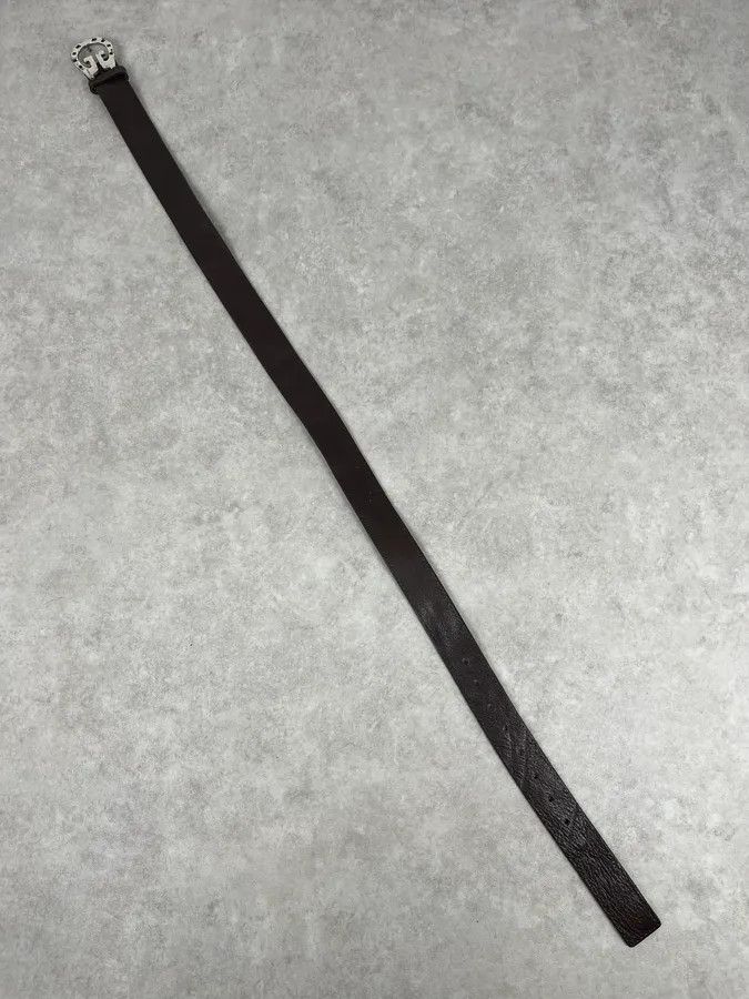 Gucci 2000s Gucci Brown Leather Horseshoe Logo Buckle Belt Size ONE SIZE - 8 Thumbnail