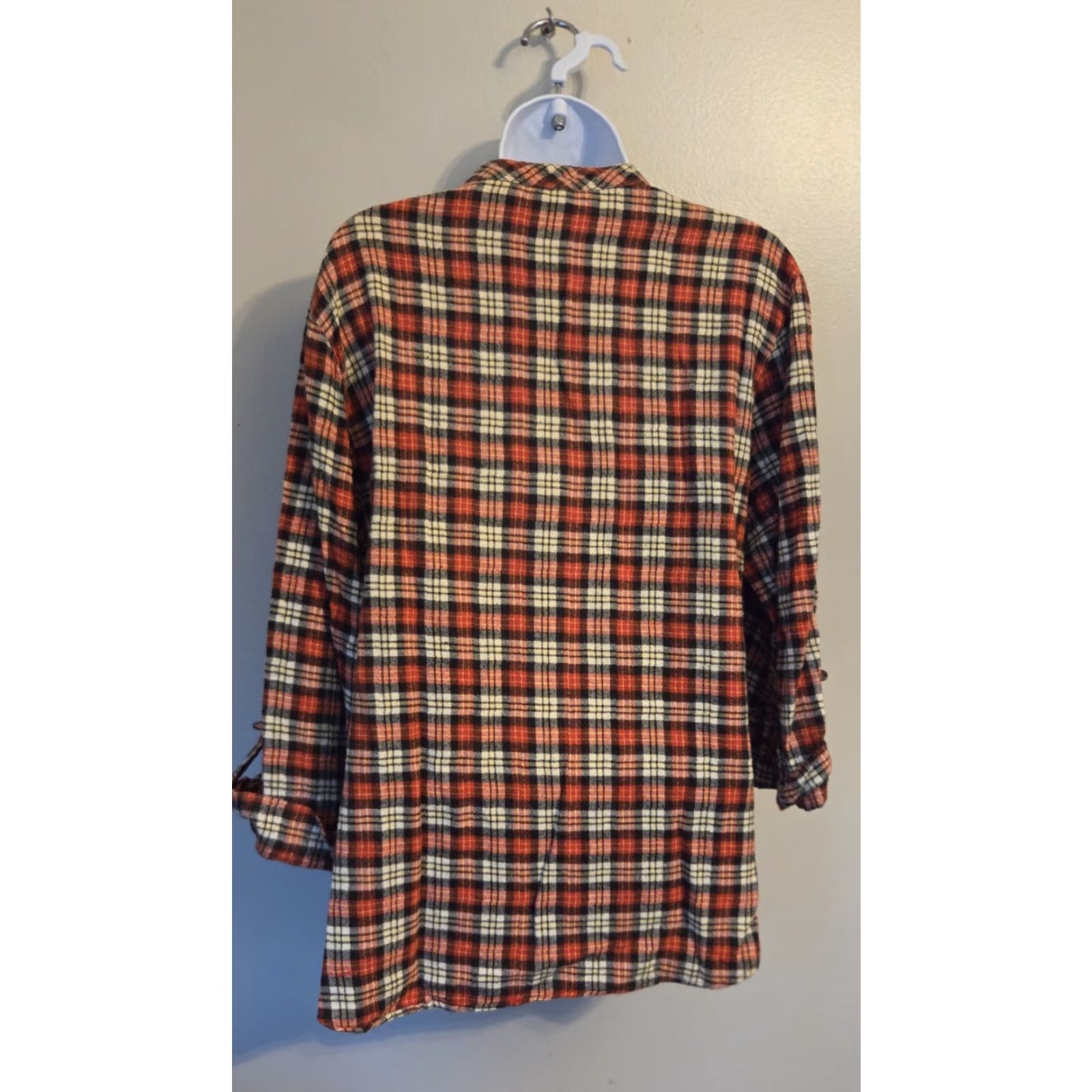 Vintage VINTAGE Coruss Collarless Plaid Flannel Shirt Button Cuff L Unisex Adults Red Black 3/4 Sleeve Button-Up Casual Size US L / EU 52-54 / 3 - 3 Thumbnail