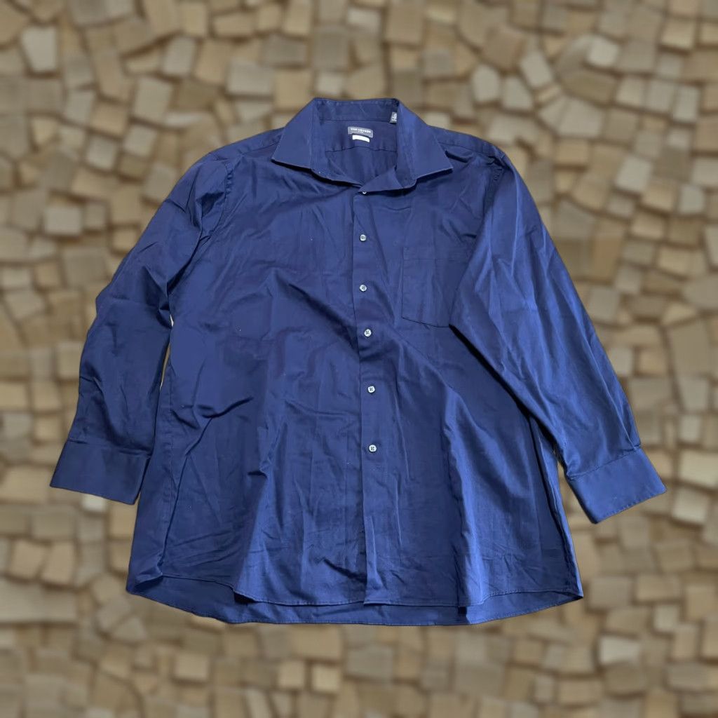Van Heusen Van Heusen Shirt Men 17.5 32/33 Navy Blue Reg Fit Stretch Button Up Casual Size US XXL / EU 58 / 5 - 1 Thumbnail