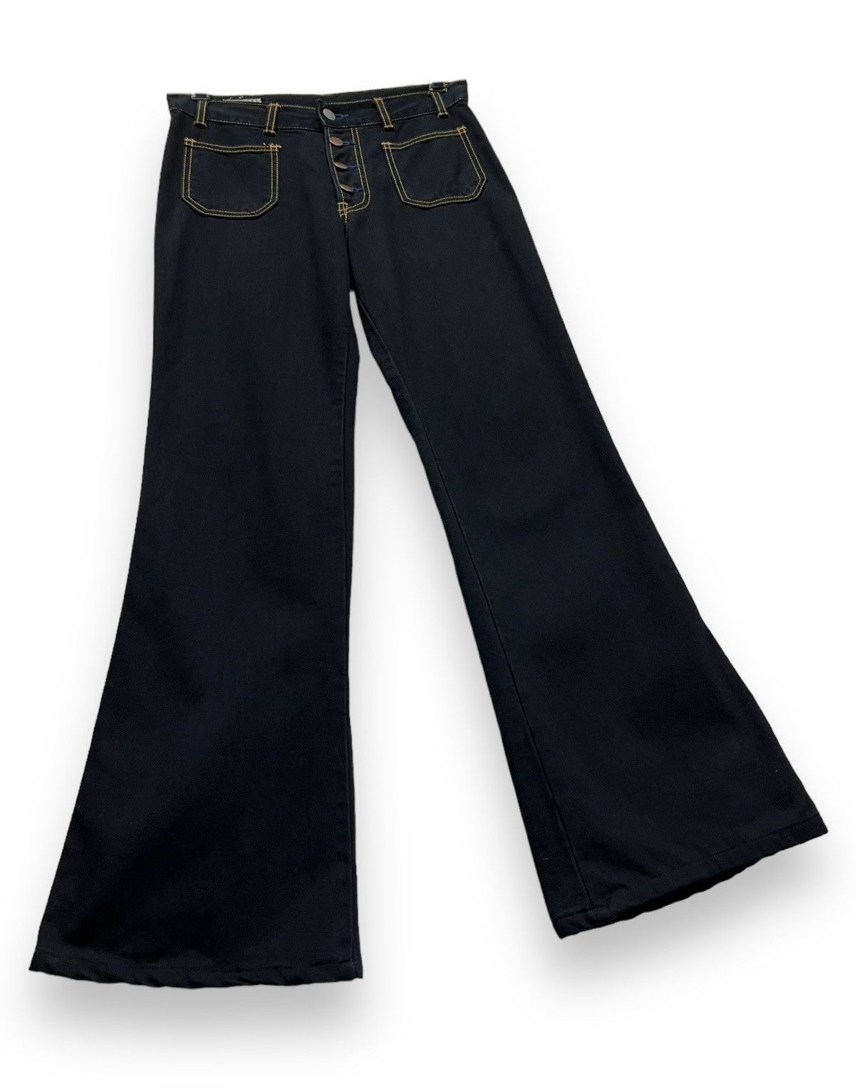 Fiorucci 🔥FYE🔥Vintage FIORUCCI ITALY FLARE Denim Bush Pants Size US 27 - 4 Thumbnail