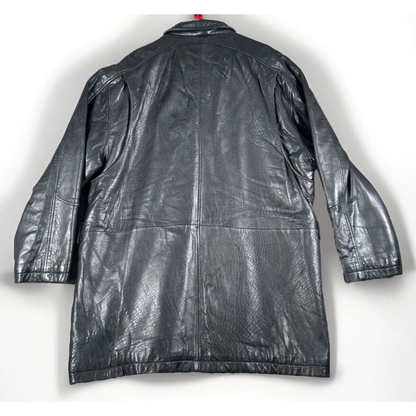 Vintage Men’s Black Heavy Rugged Leather Button Snap Zipper Coat Urban Cowboy Size Large Size US L / EU 52-54 / 3 - 2 Thumbnail